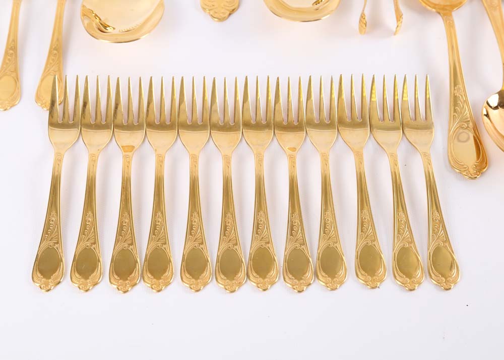 24K Gold Plated Edelstahl- Rostfrei Flatware Service