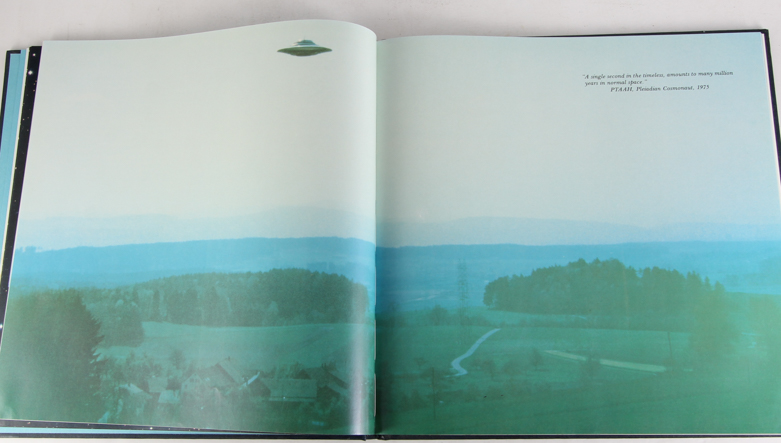 X-Files Alien Figurine and Book Titled "UFO...Contact From The Pleiades, Volume I"