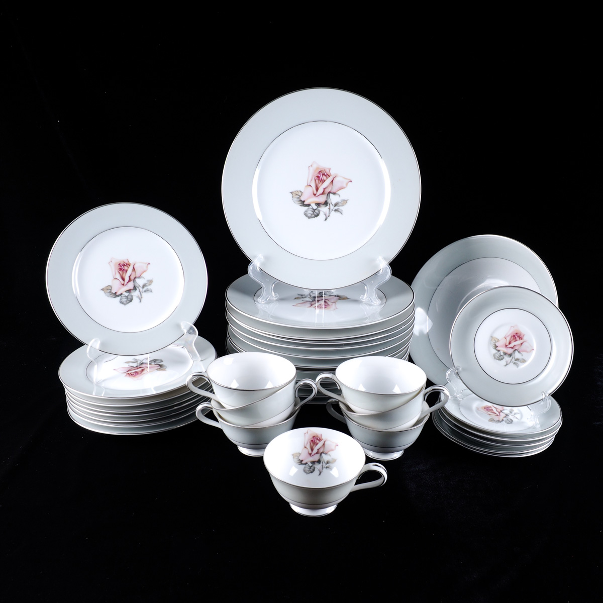 Halsey "Damask Rose" Japanese China Dinner Service