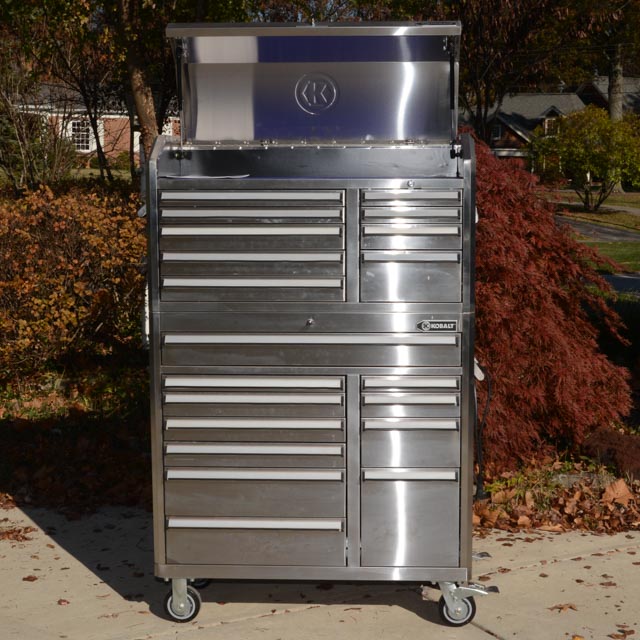 Kobalt Stainless Steel Rolling Tool Cart and Tool Chest Combo EBTH