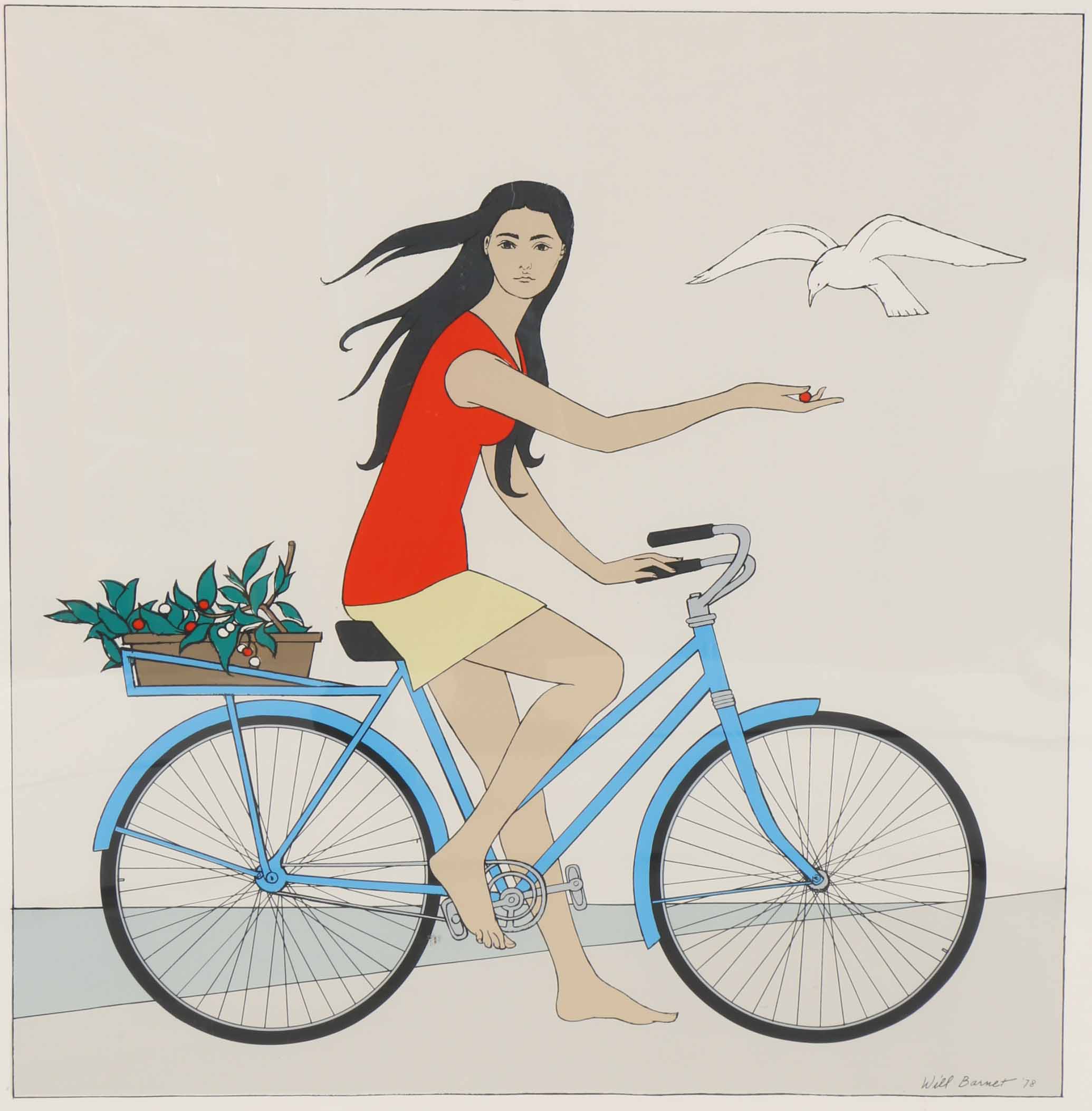 Will Barnet Serigraph Print "Blue Bicycle"