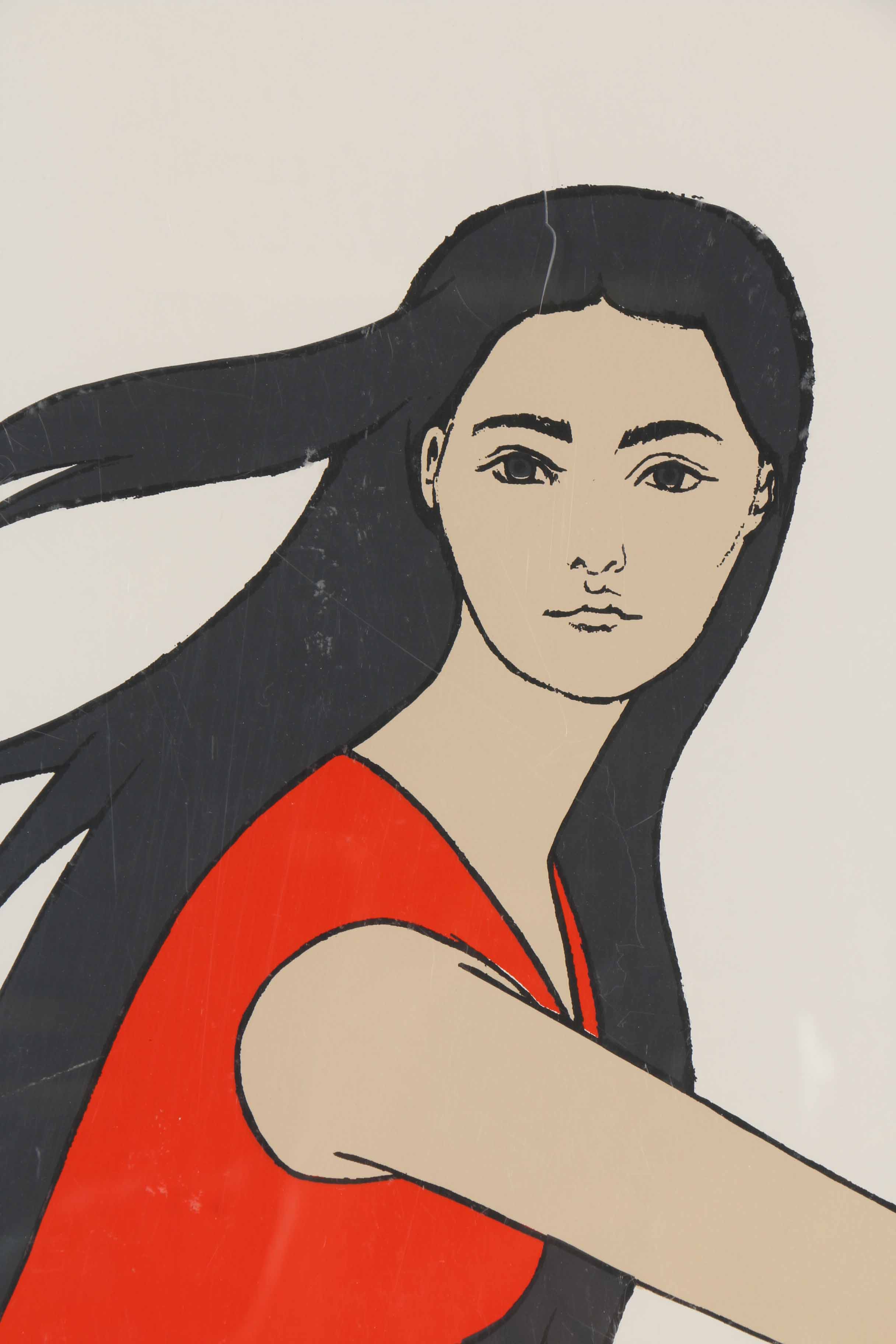 Will Barnet Serigraph Print "Blue Bicycle"