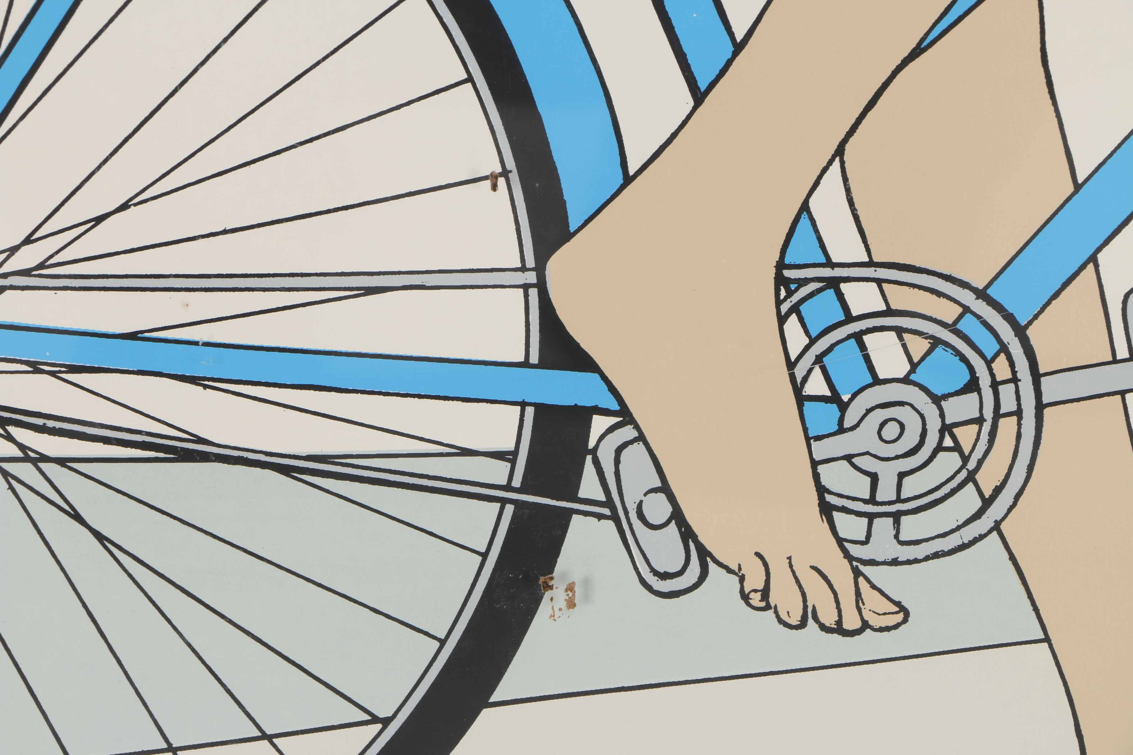 Will Barnet Serigraph Print "Blue Bicycle"