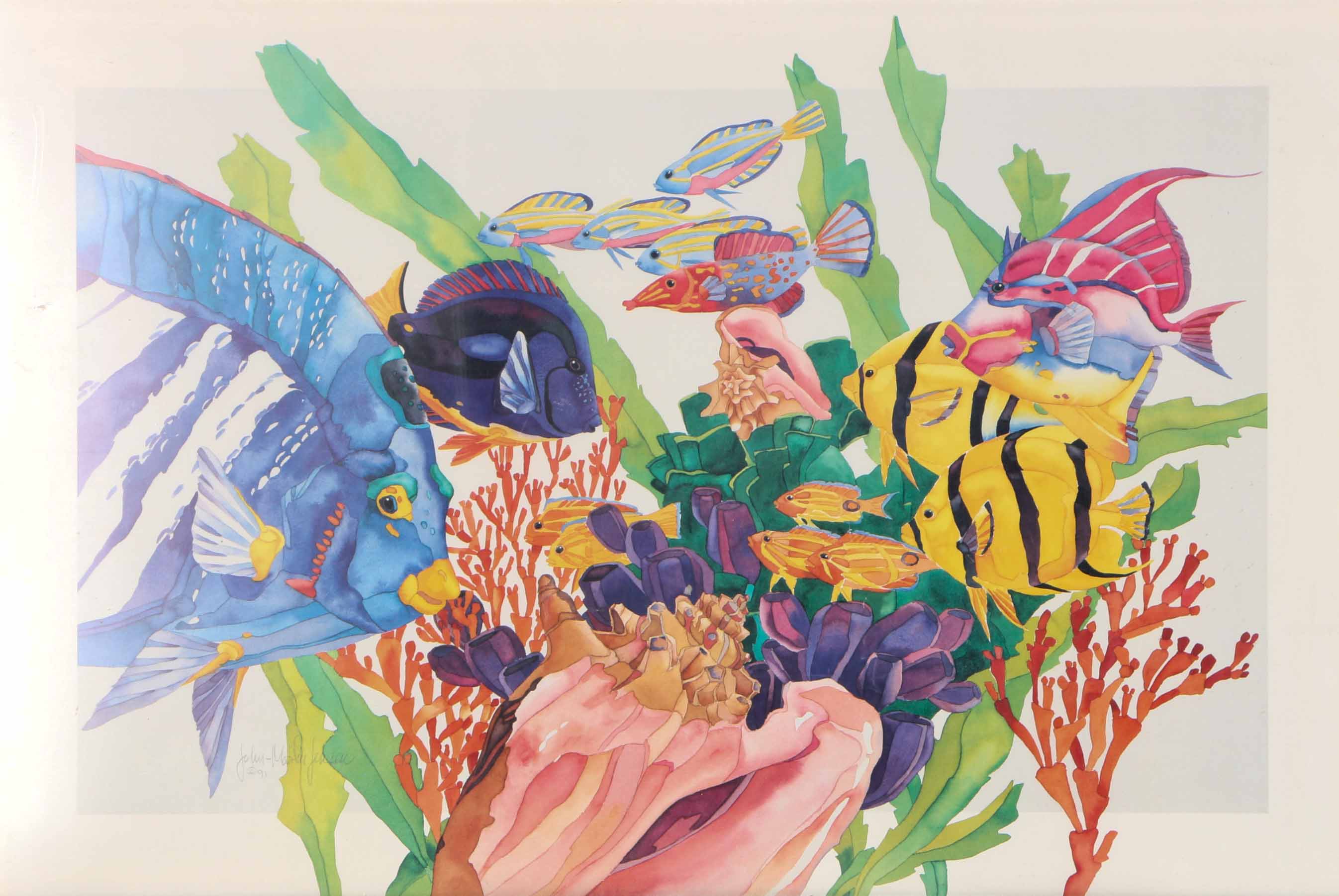 John Martin Jensen Offset Lithograph of Tropical Fish