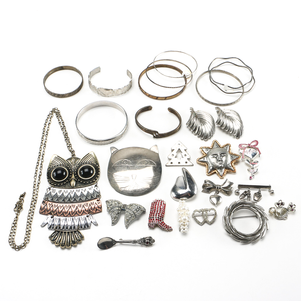 Group of Silver Tone Costume Jewelry