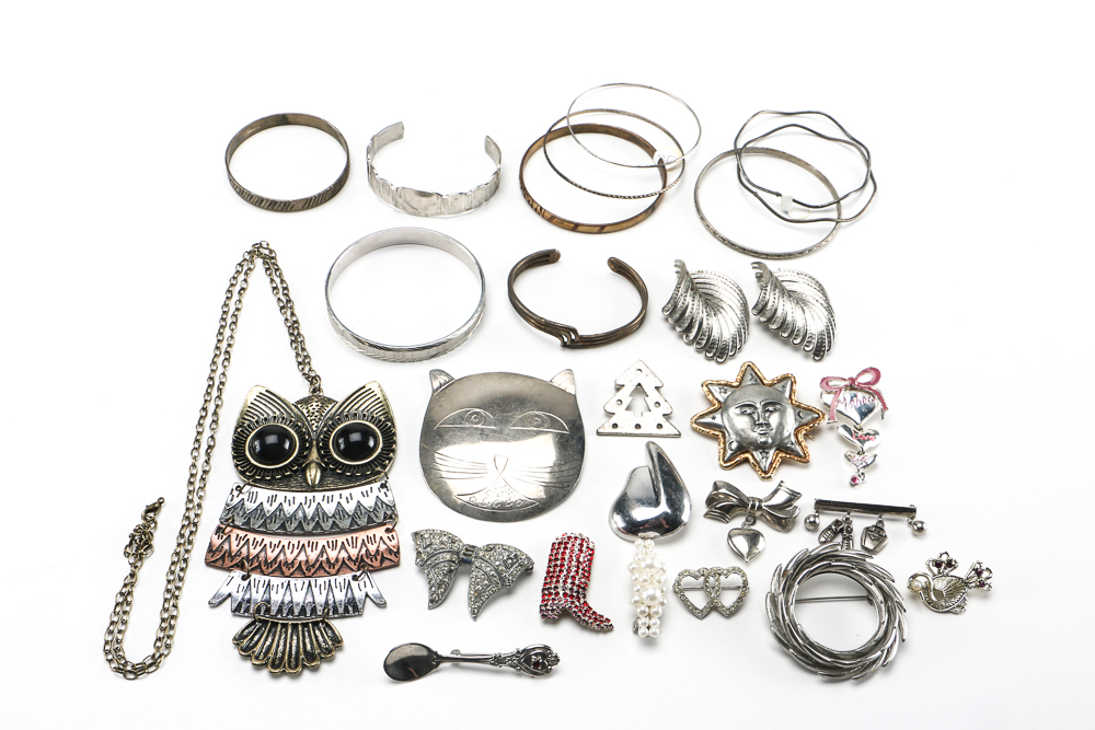 Group of Silver Tone Costume Jewelry