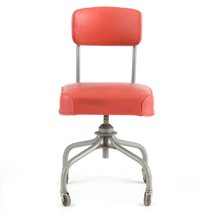 Steelcase Desk Chair with Red Vinyl Upholstery