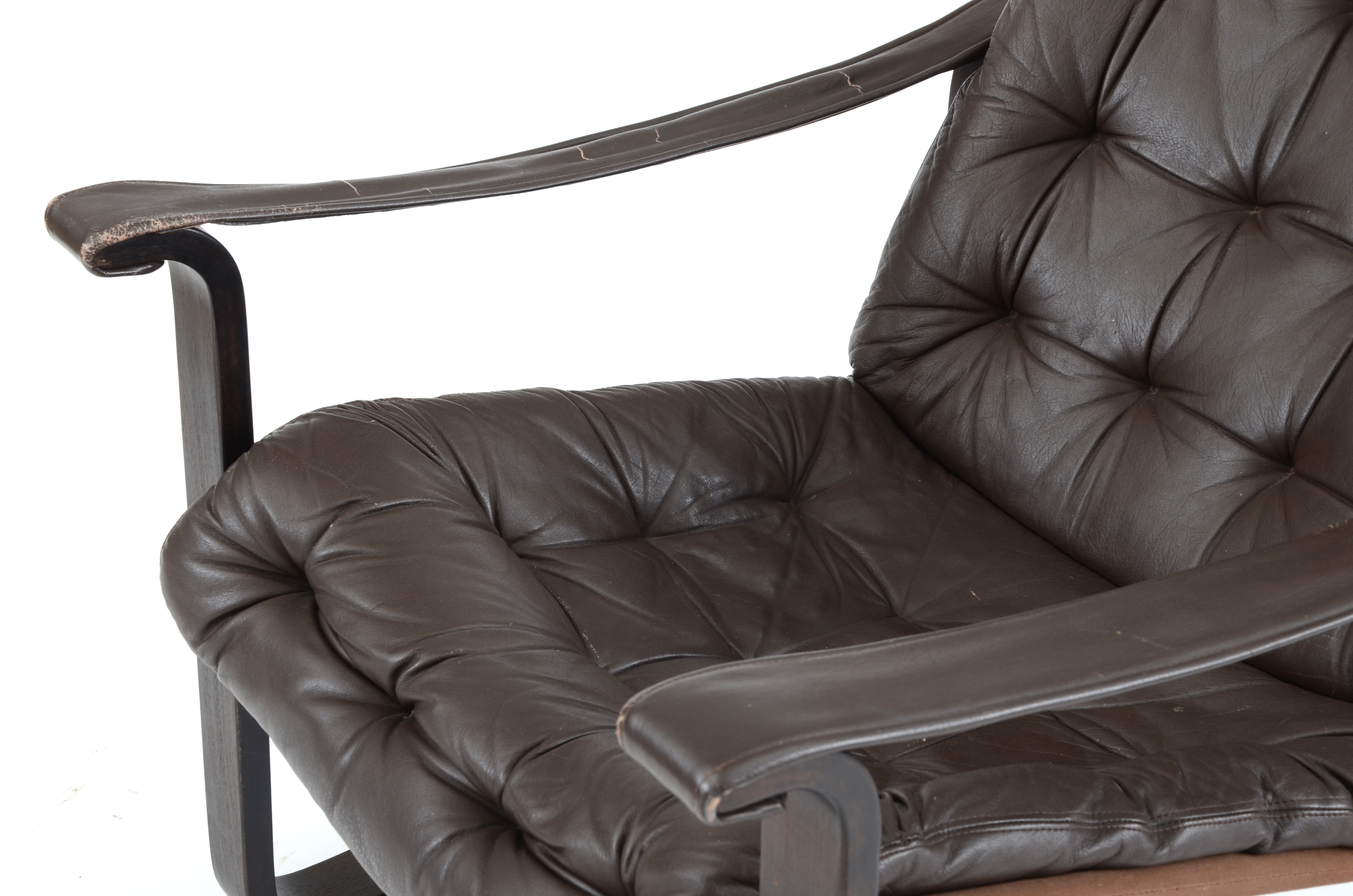 Danish Modern High Back Leather Lounge Chair by Dahlqvist Finland