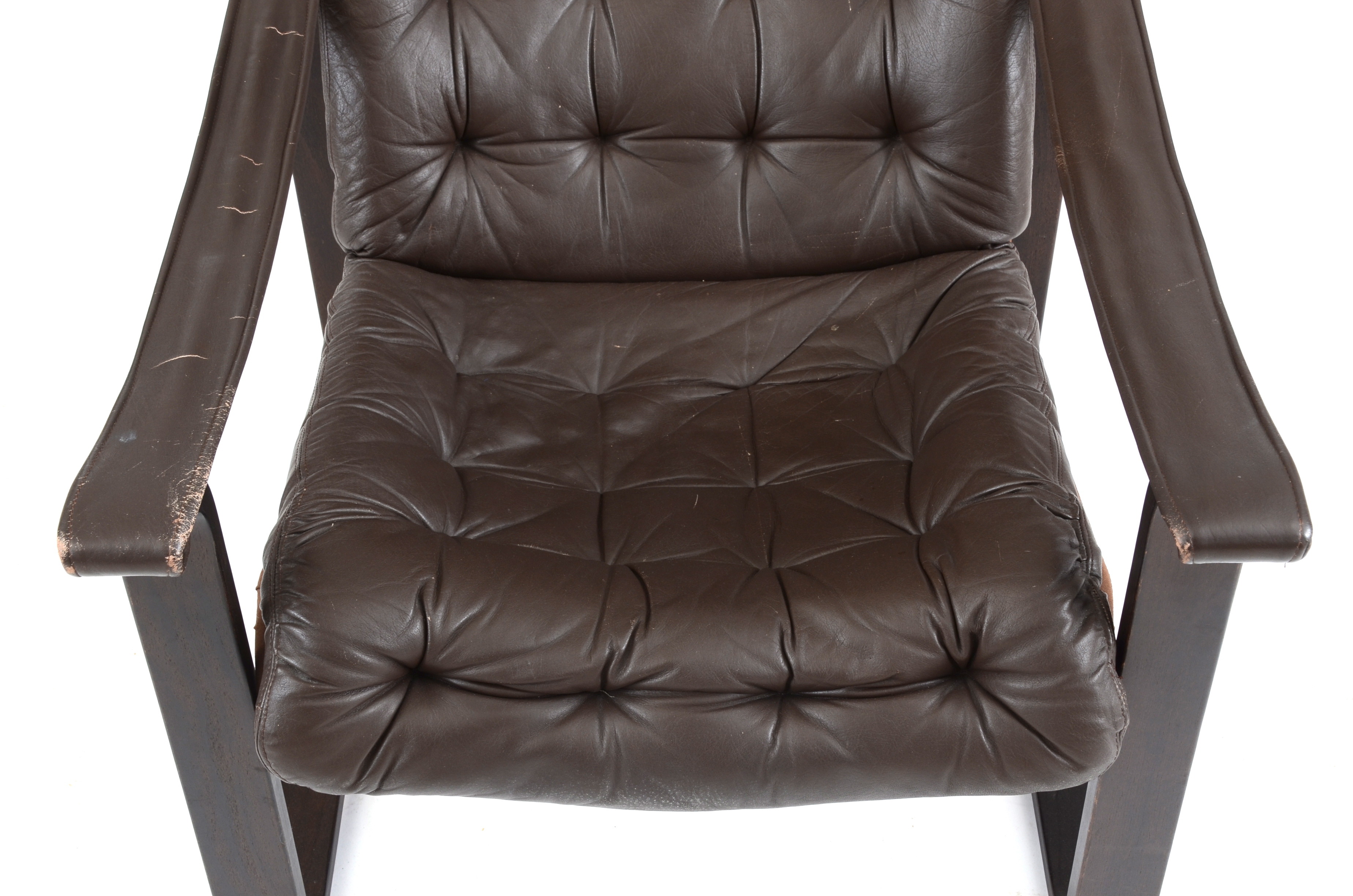 Danish Modern High Back Leather Lounge Chair by Dahlqvist Finland