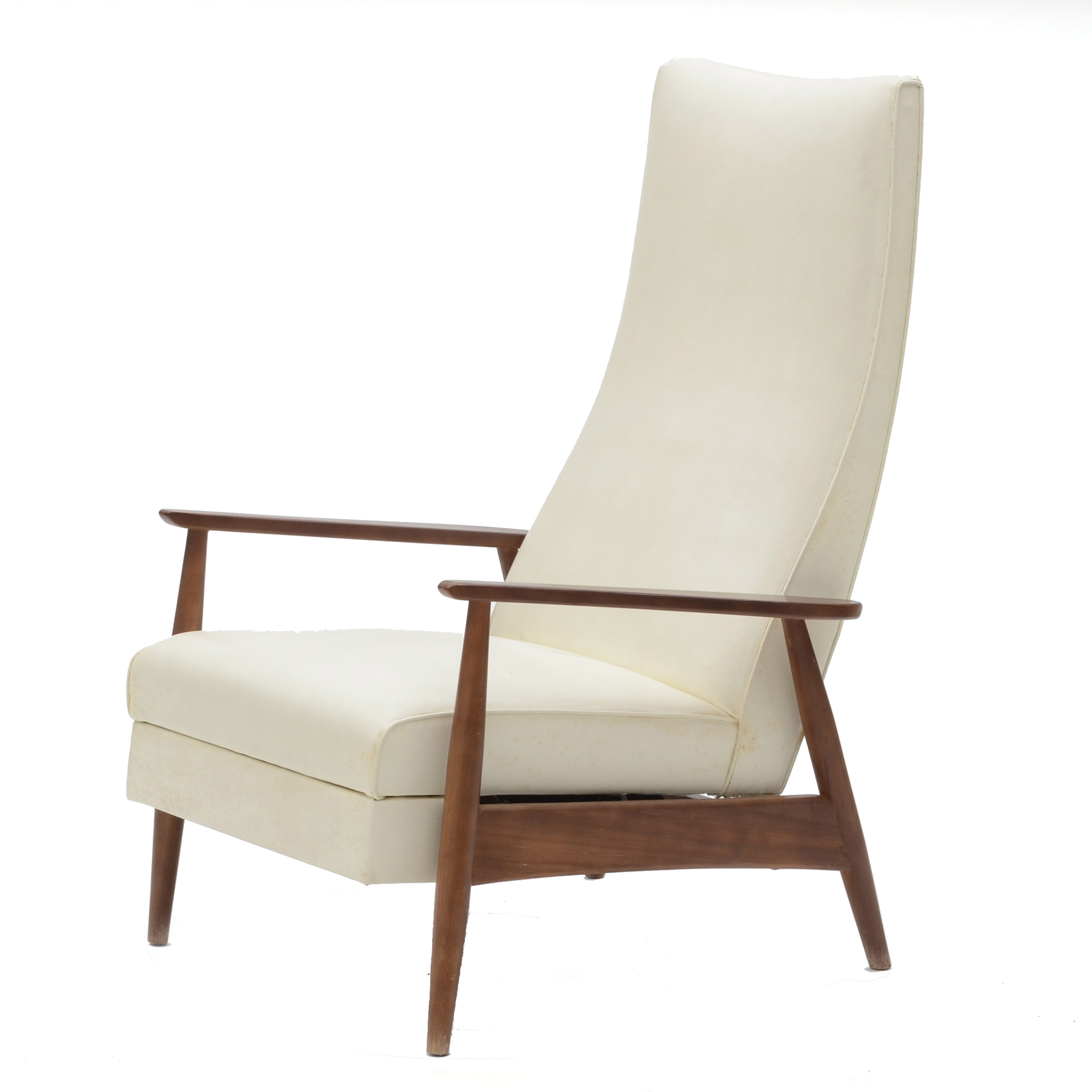 White Milo Baughman Recliner