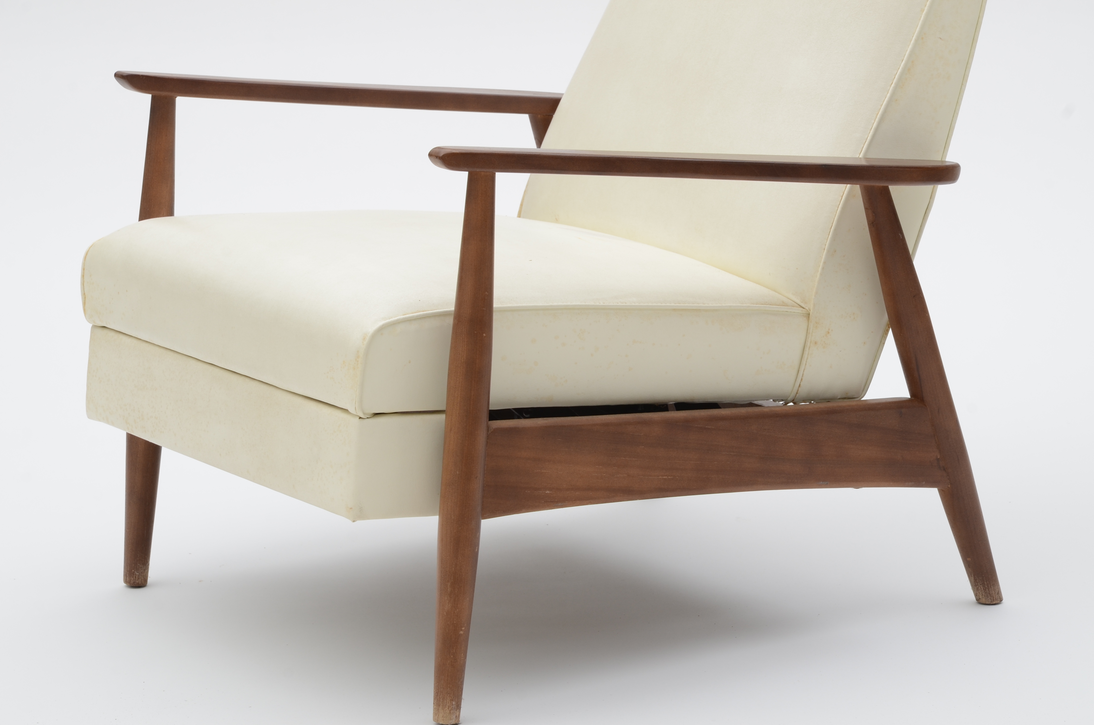 White Milo Baughman Recliner