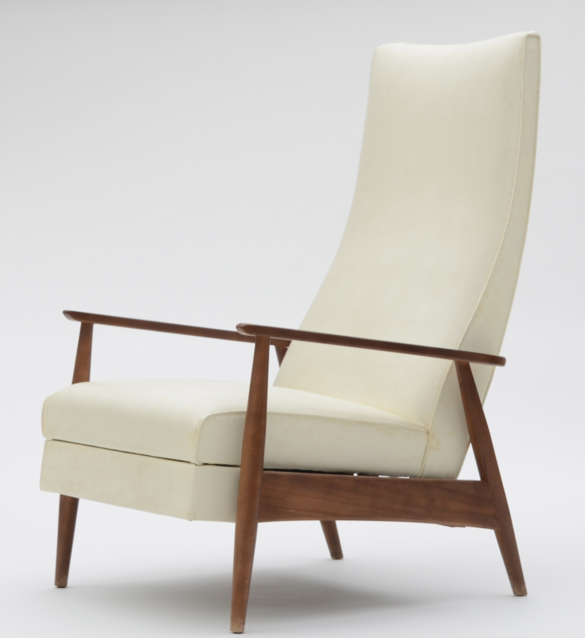 White Milo Baughman Recliner