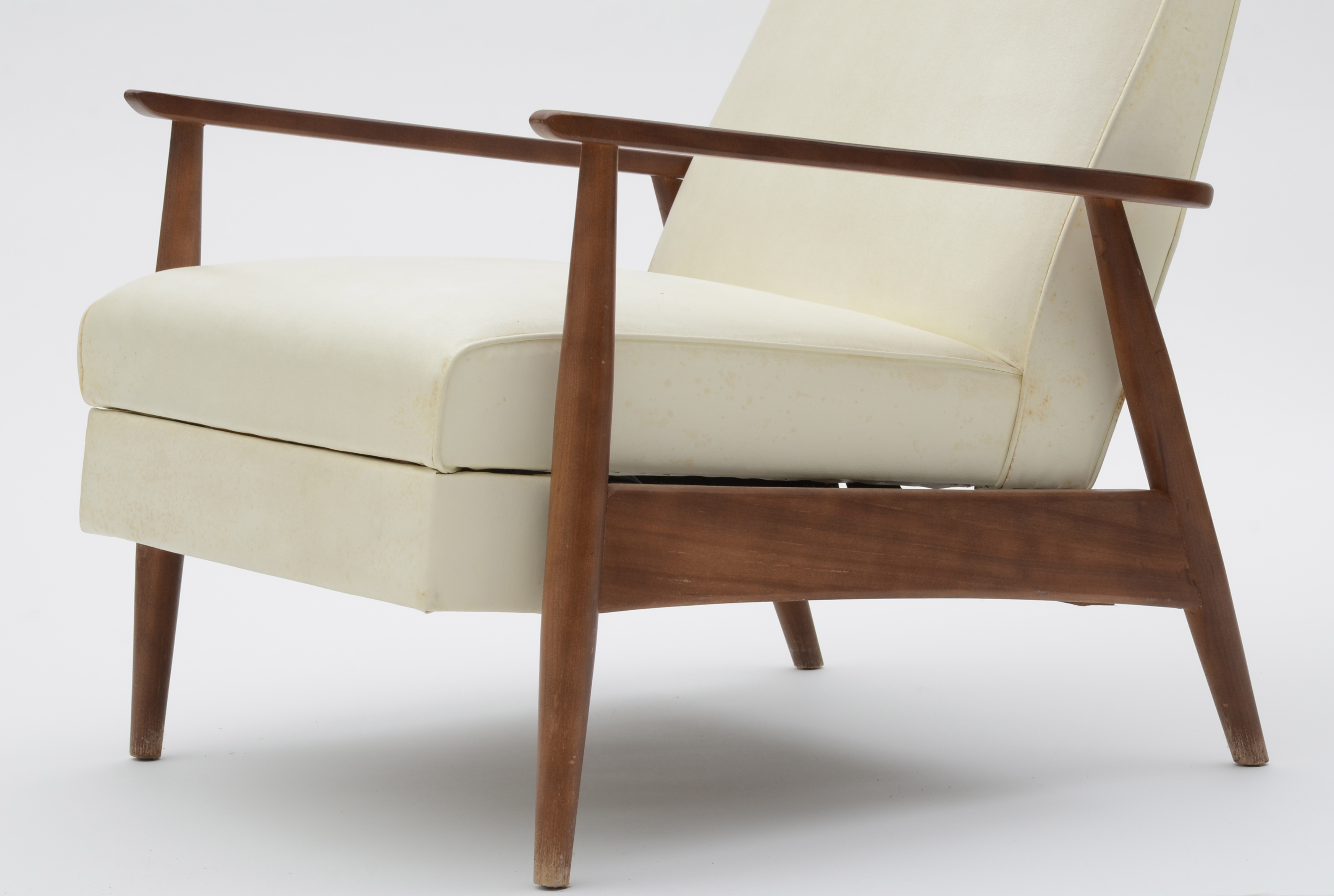 White Milo Baughman Recliner