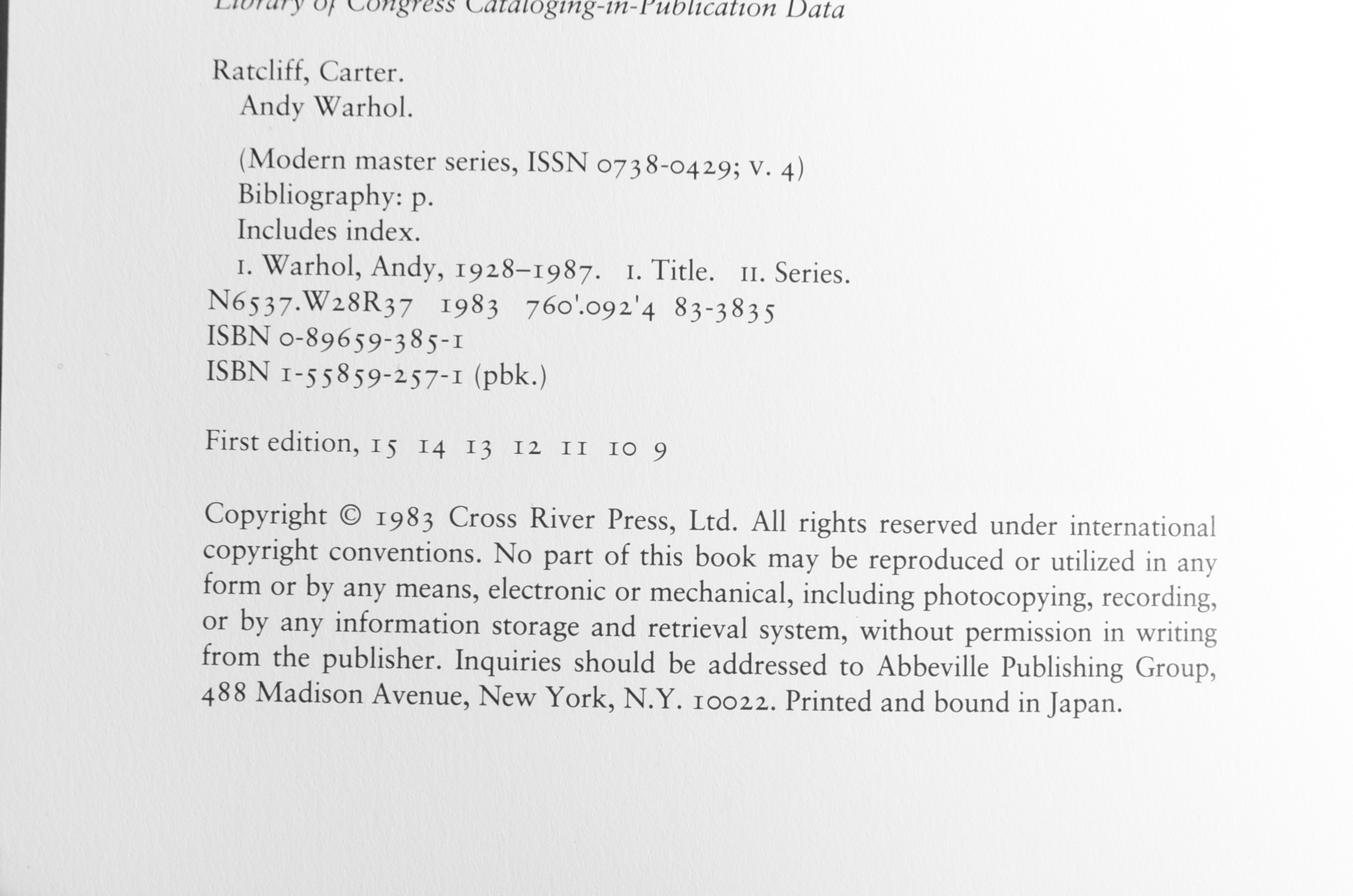 "Modern Masters: Andy Warhol" First Edition Softcover
