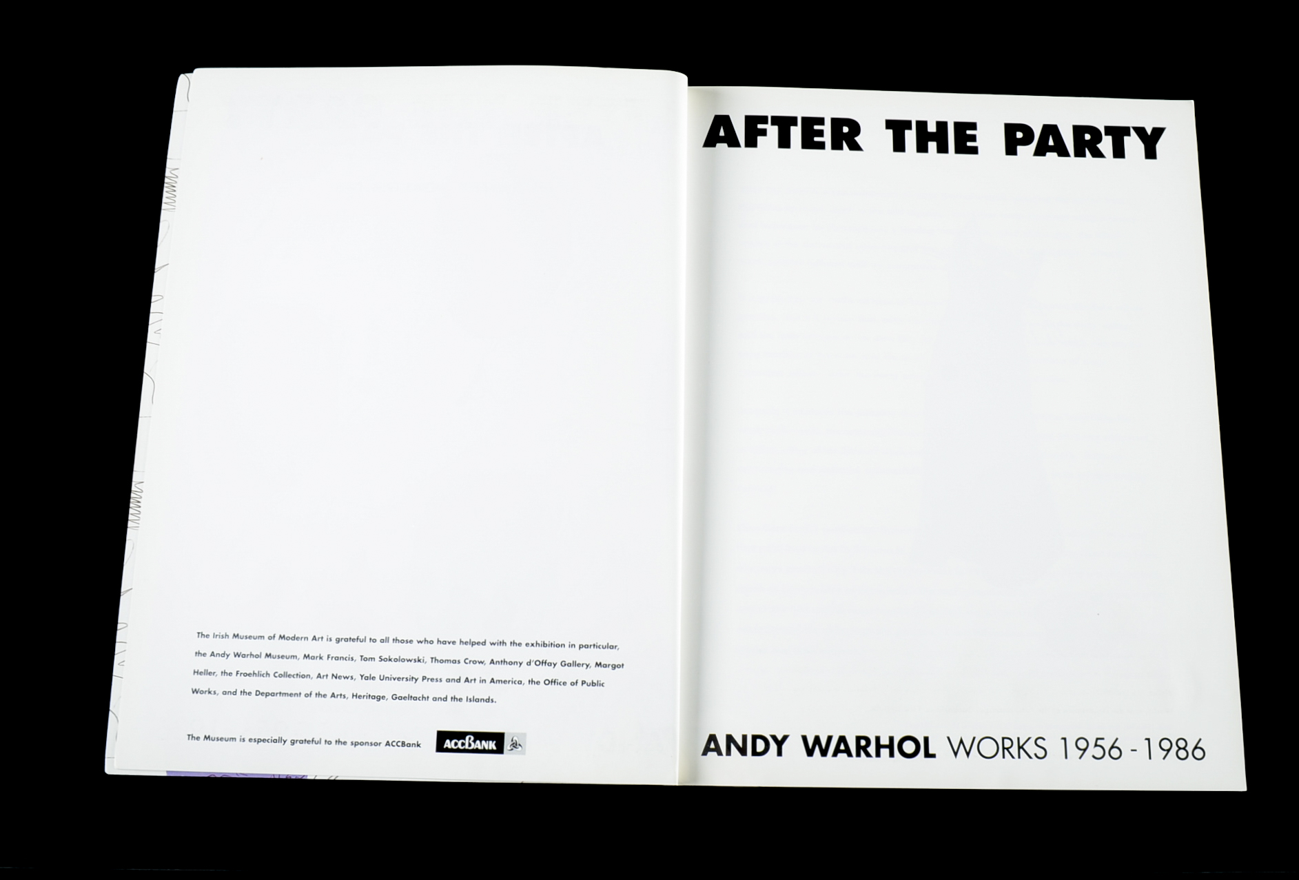 "After the Party: Andy Warhol Works 1956-1986" First Edition Softcover