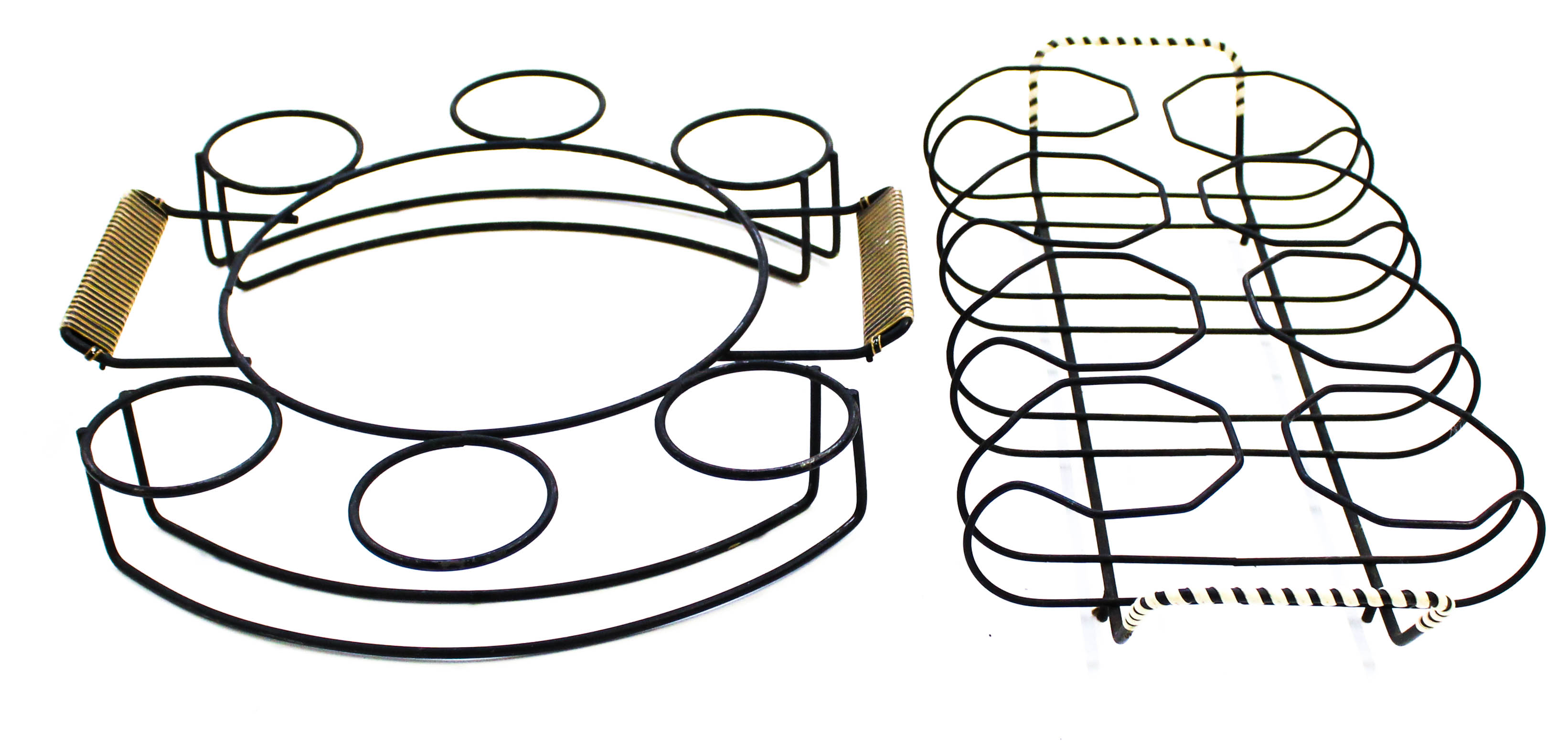 Mid Century Modern Sunburst Aluminum Tumblers with Carrying Trays Circa 1950s