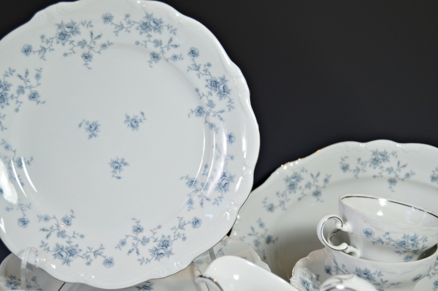 Set of German Johann Haviland "Blue Garland" China Dinnerware