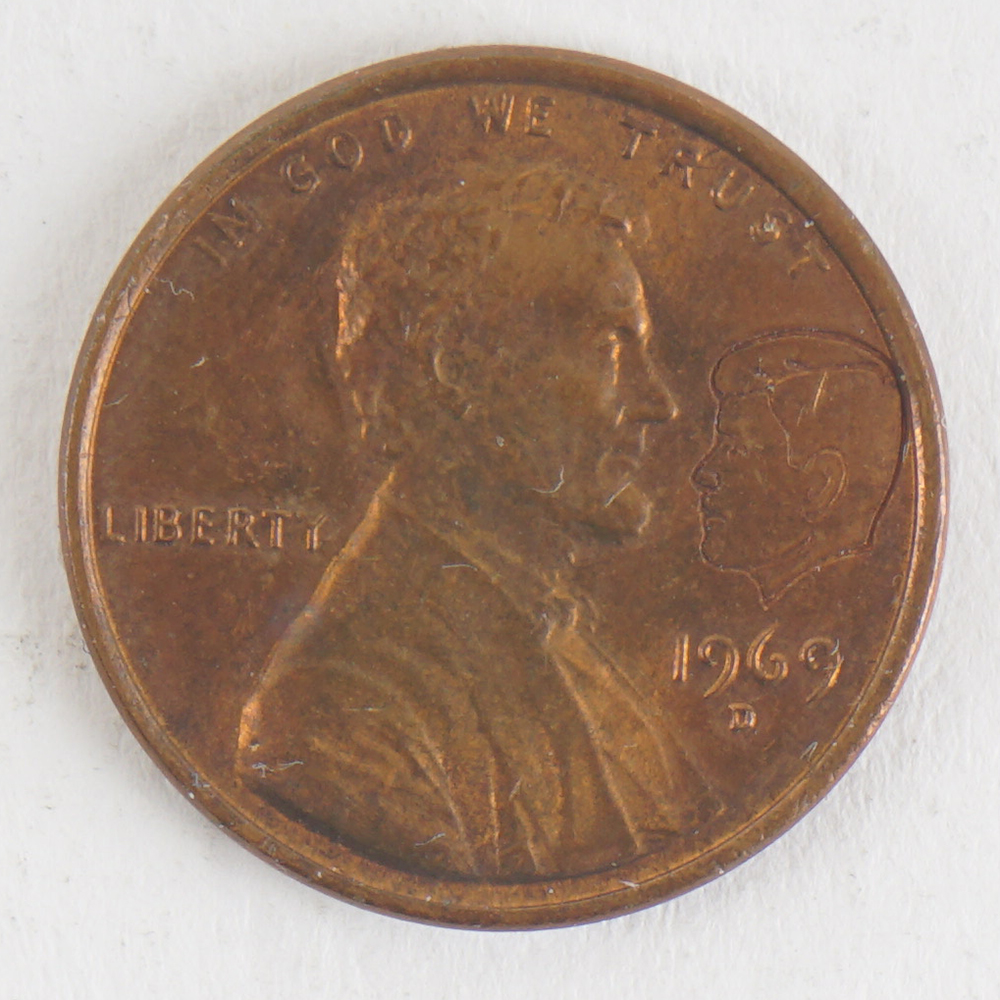 1969 United States Counterstamped Lincoln-Kennedy Penny