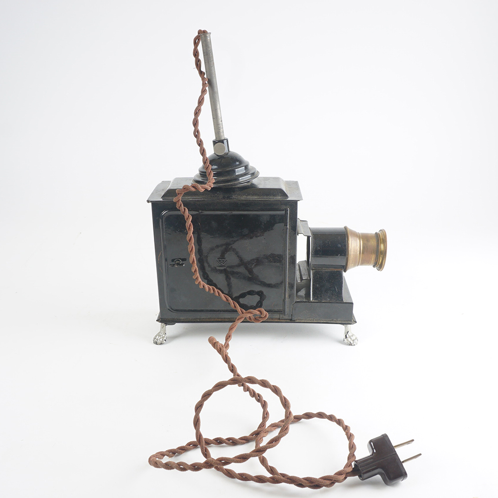 Antique Magic Lantern Projector With Glass Slides Included