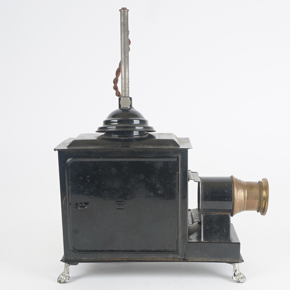 Antique Magic Lantern Projector With Glass Slides Included