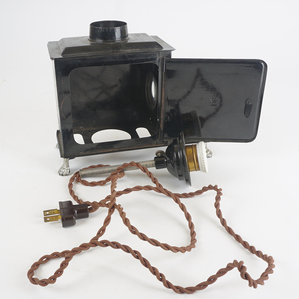 Antique Magic Lantern Projector With Glass Slides Included