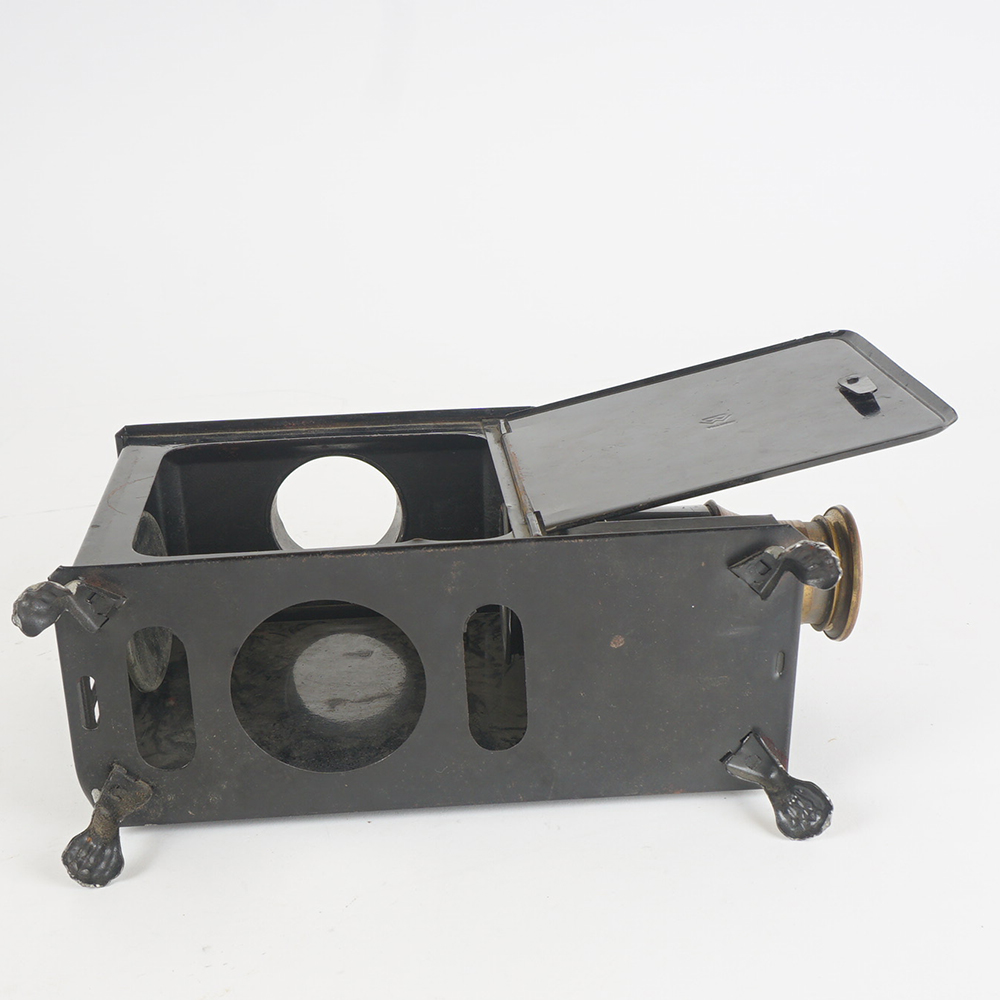 Antique Magic Lantern Projector With Glass Slides Included