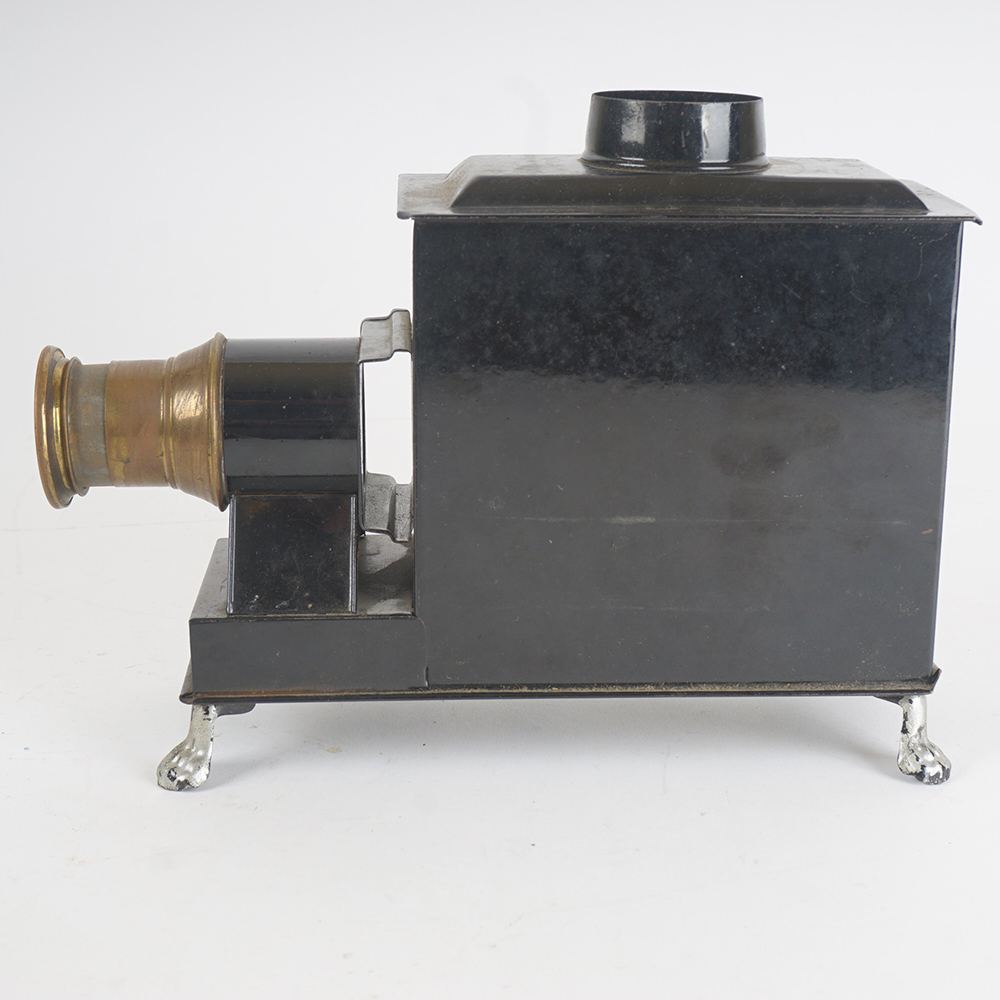 Antique Magic Lantern Projector With Glass Slides Included