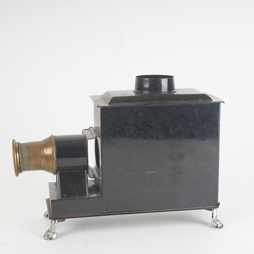 Antique Magic Lantern Projector With Glass Slides Included