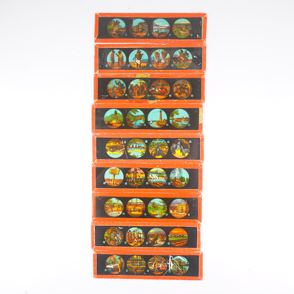 Antique Magic Lantern Projector With Glass Slides Included