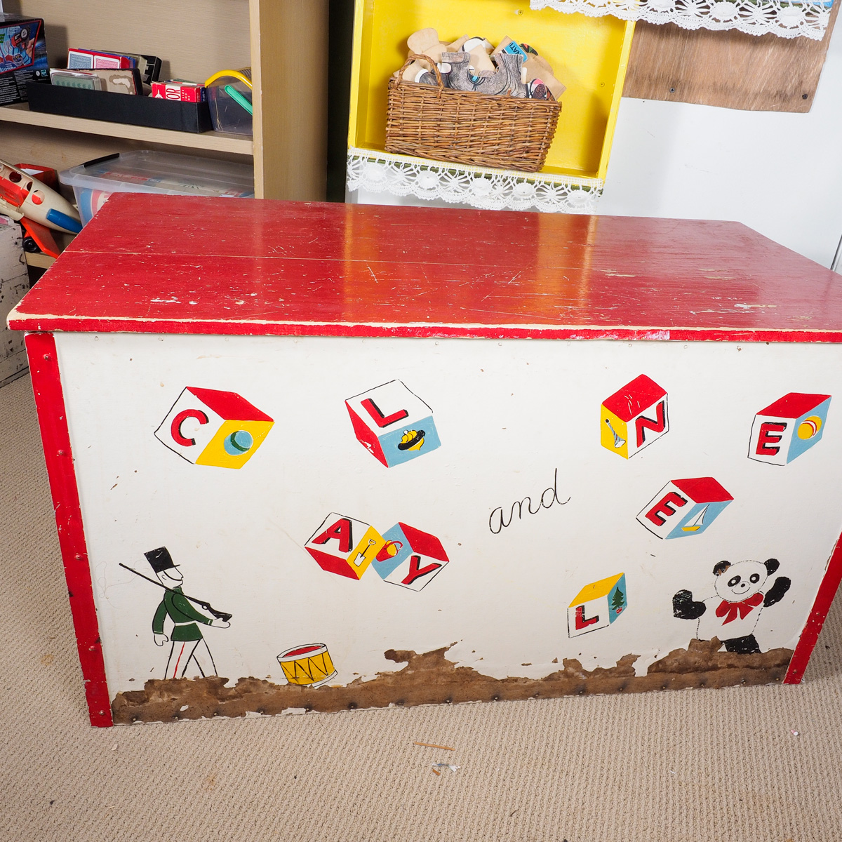 Hand Painted Vintage Children's Toy Chest