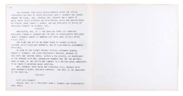 Andy Warhol Original Serigraph and Teletype from "Flash - November 22, 1963" Portfolio