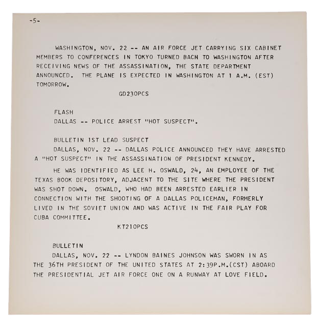 Andy Warhol Original Serigraph and Teletype from "Flash - November 22, 1963" Portfolio