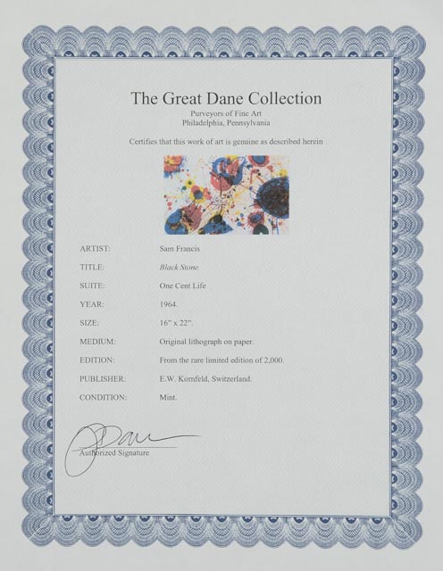 Sam Francis Limited Edition Lithograph &Walasse Ting &Karel Appel