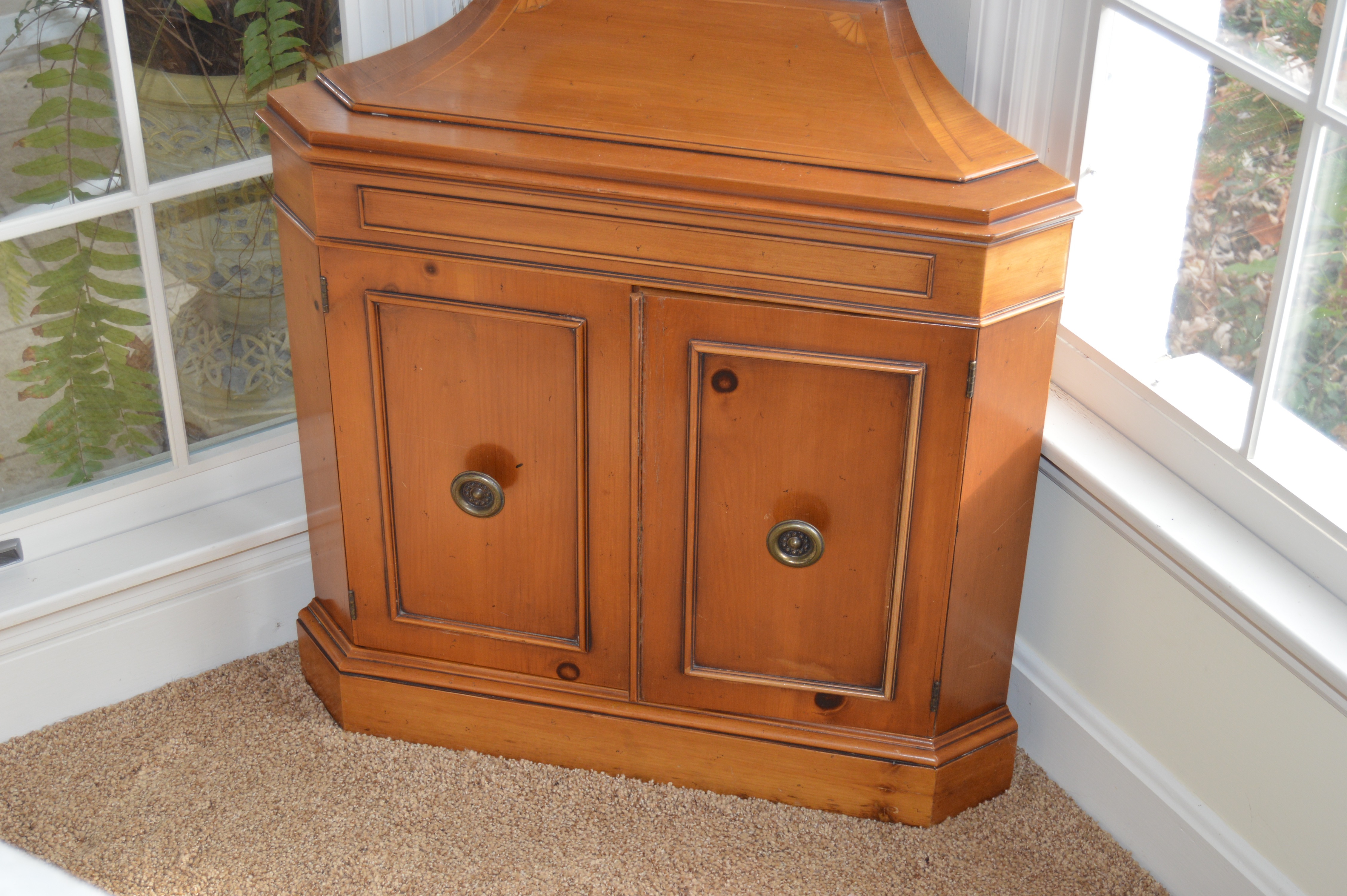 Vintage Pine Corner Curio Cabinet