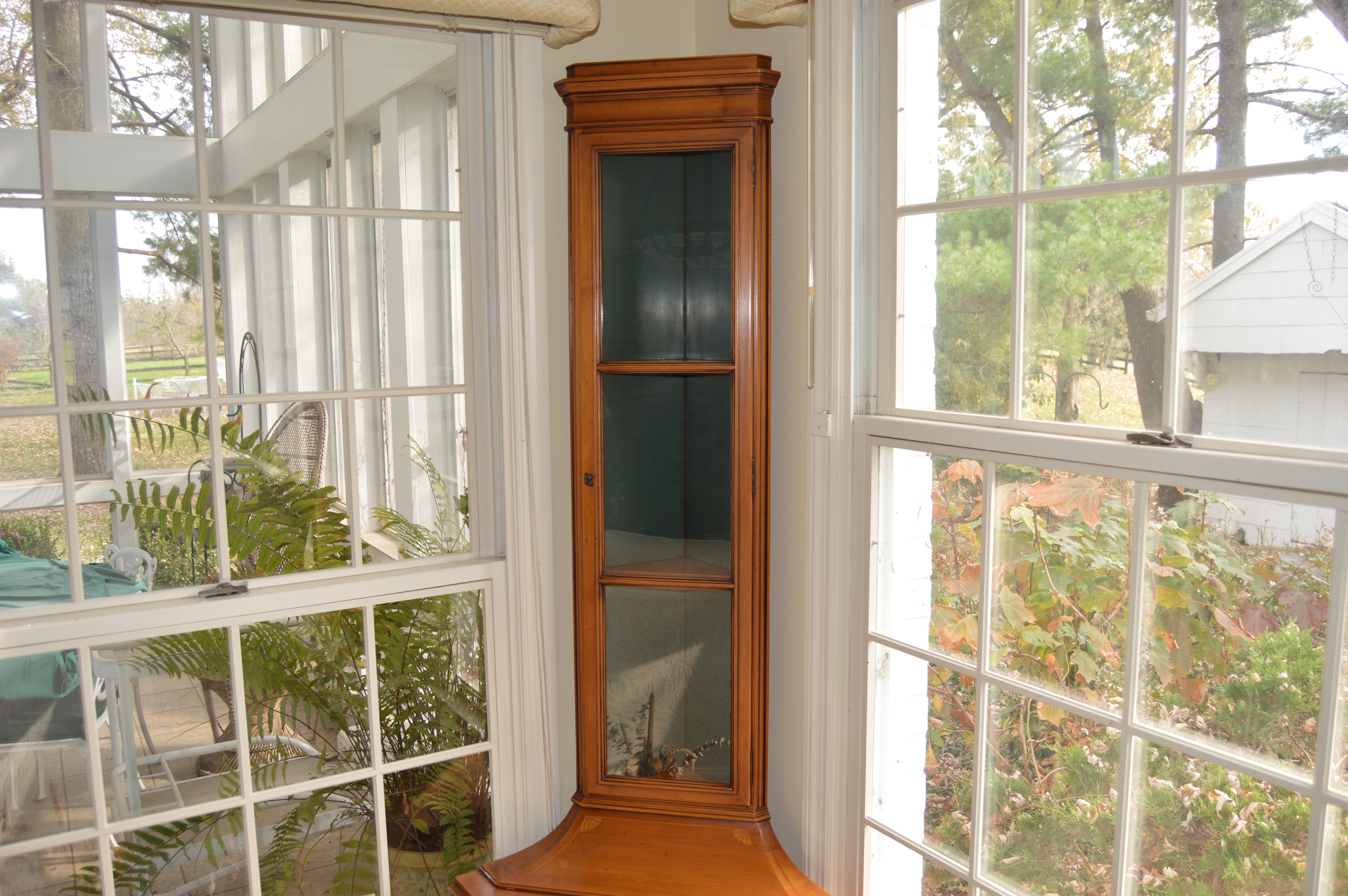 Vintage Pine Corner Curio Cabinet