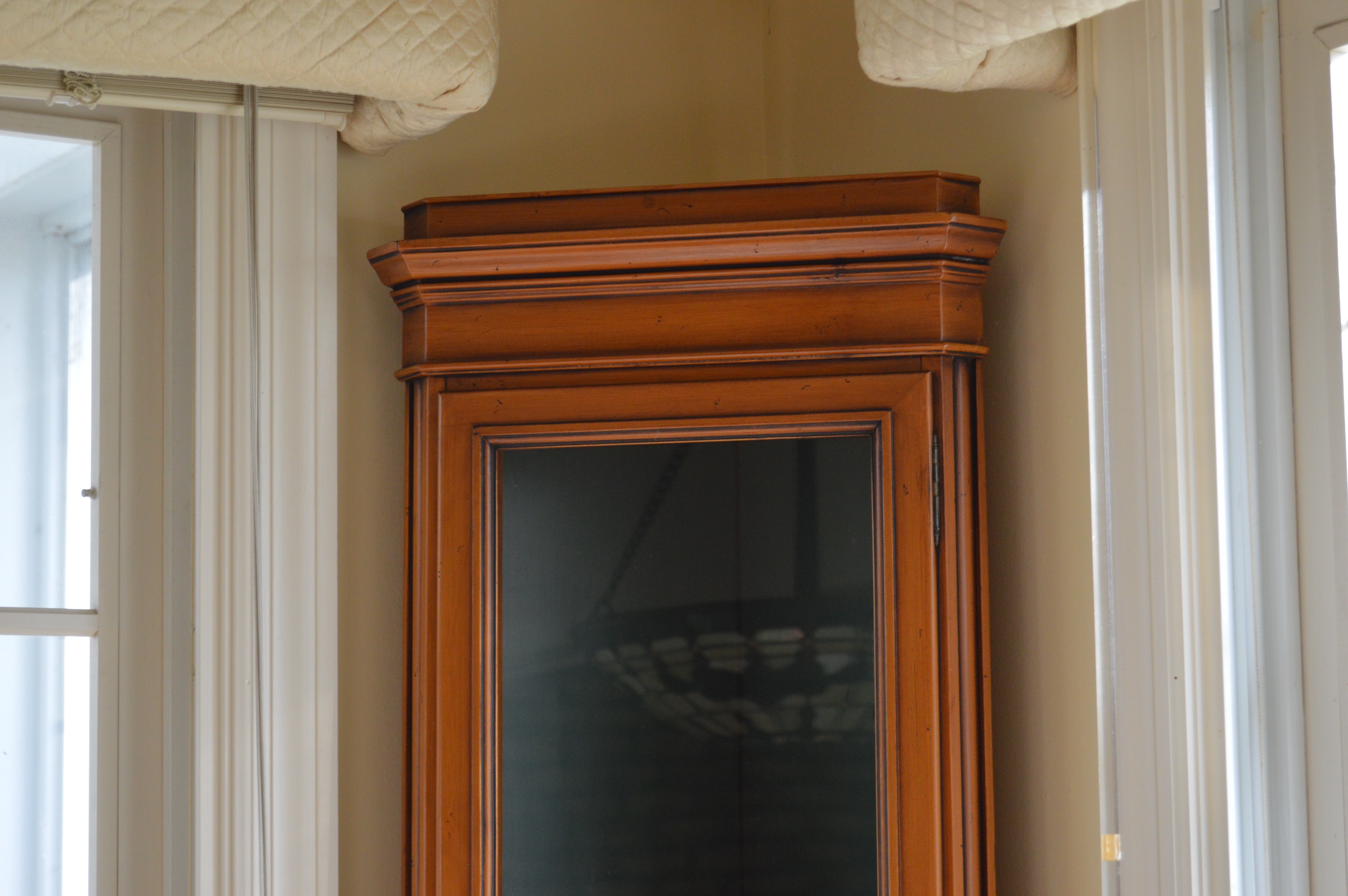 Vintage Pine Corner Curio Cabinet