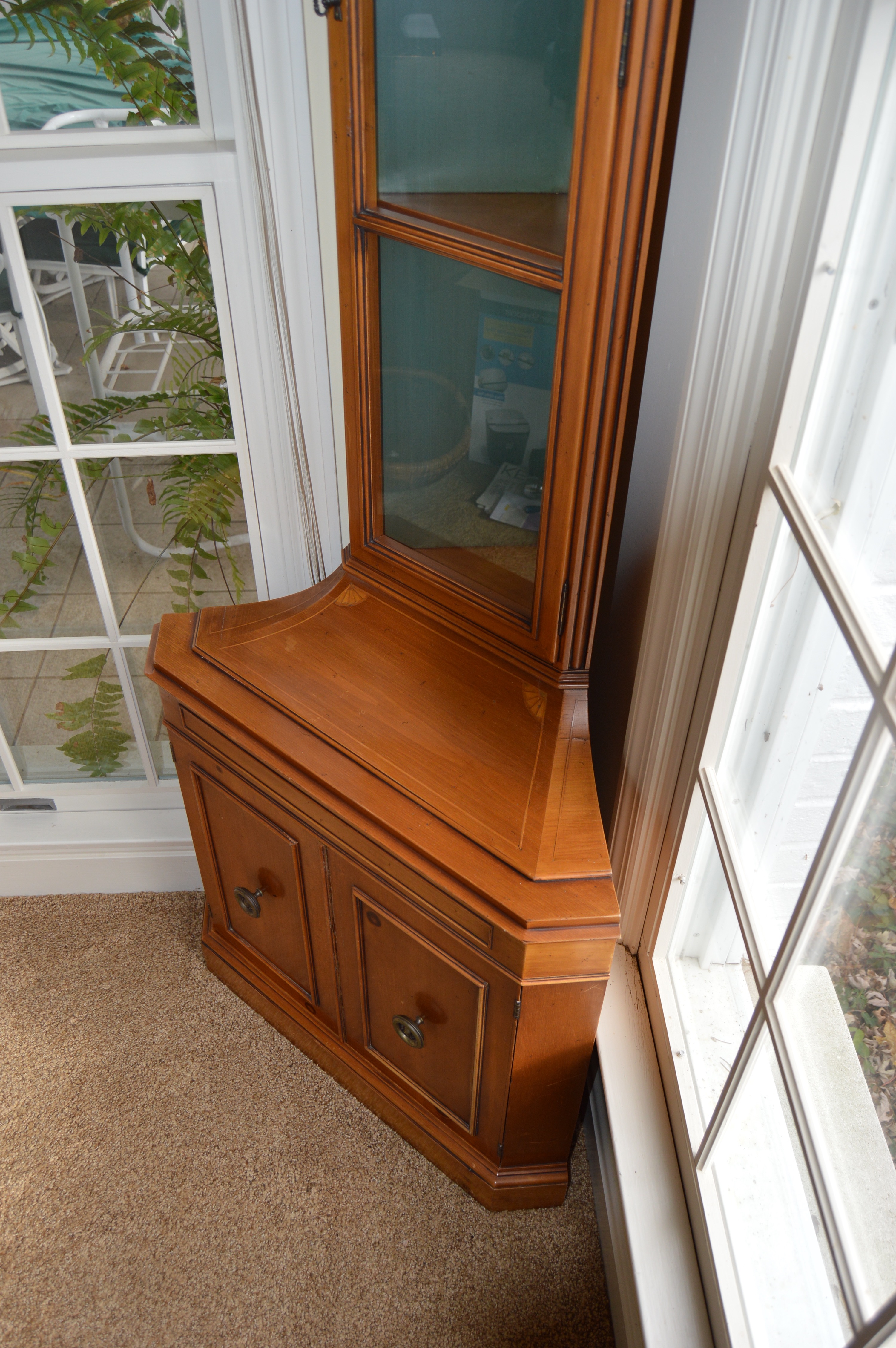 Vintage Pine Corner Curio Cabinet
