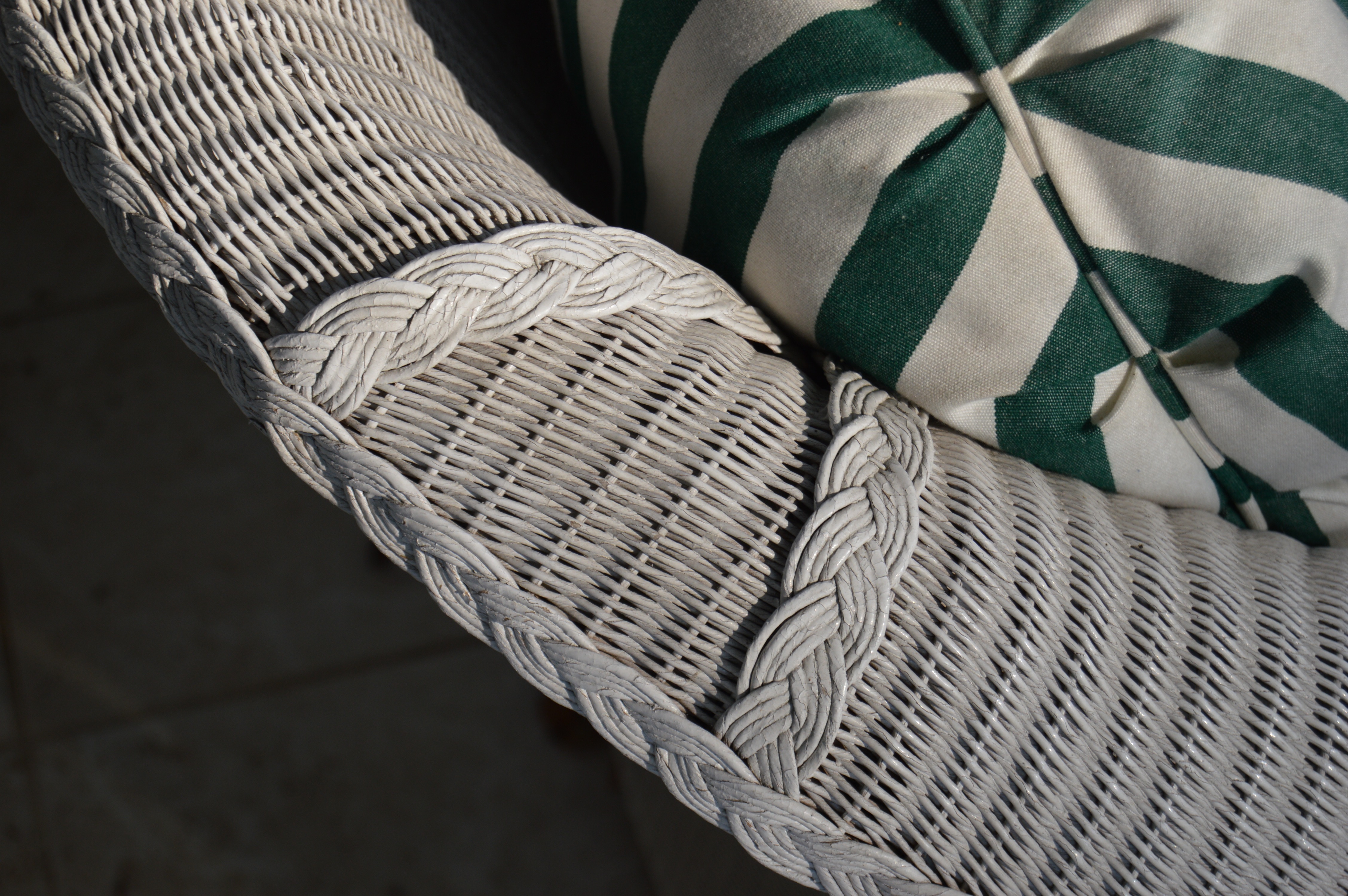 Wicker Patio Chair, Ottoman and Side Table by Lloyd Flanders