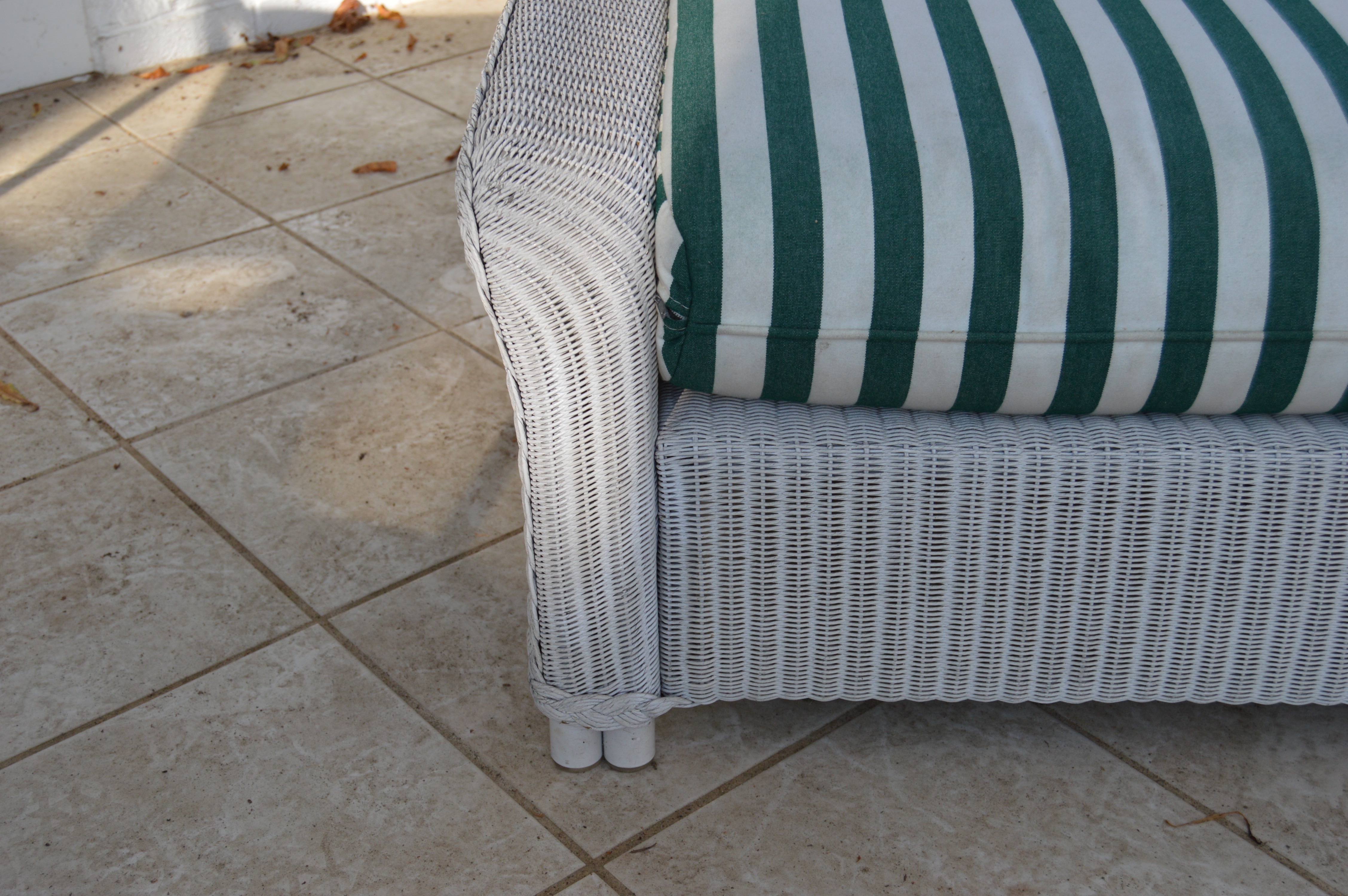 Wicker Patio Chair, Ottoman and Side Table by Lloyd Flanders