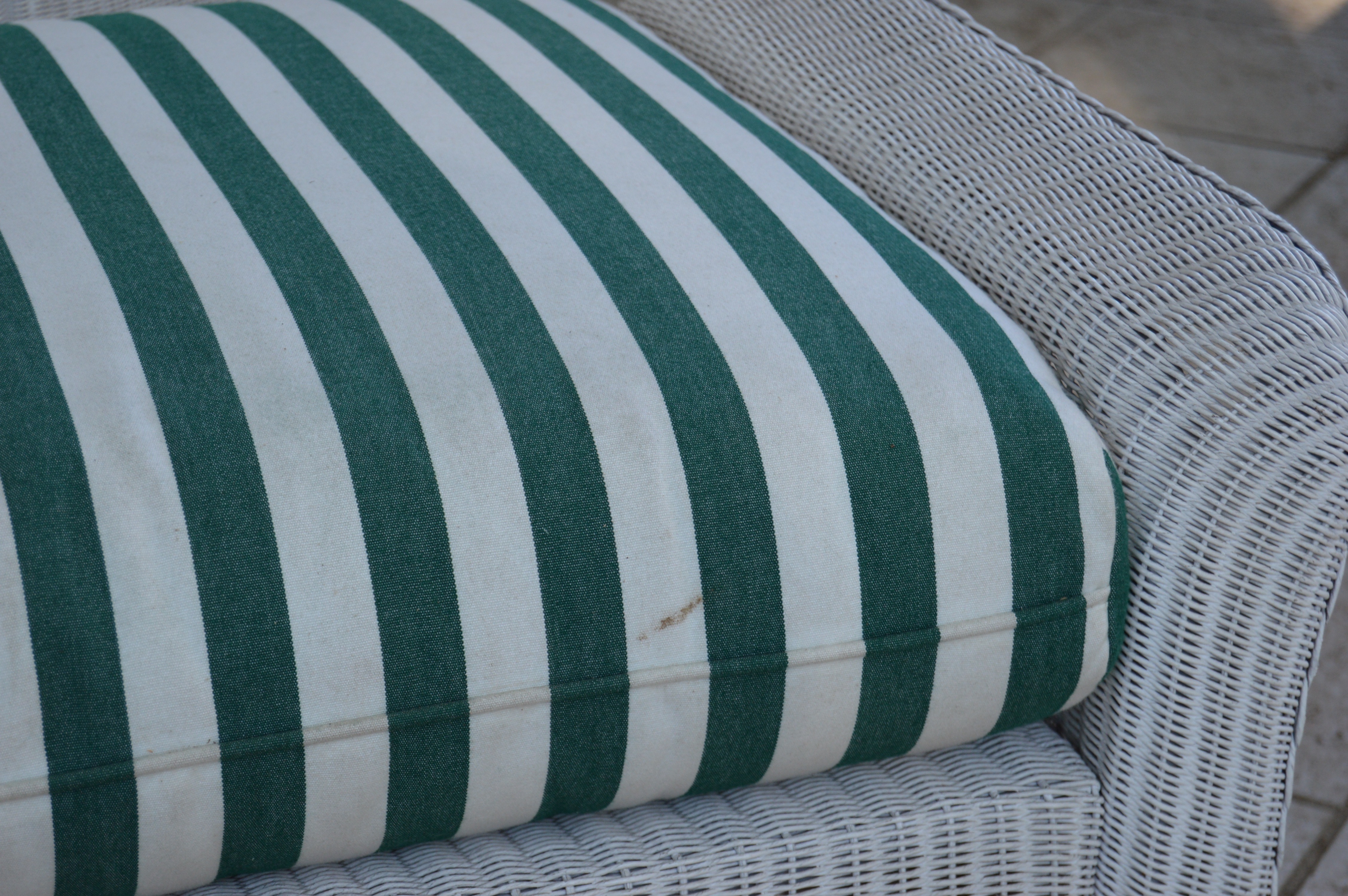 Wicker Patio Chair, Ottoman and Side Table by Lloyd Flanders
