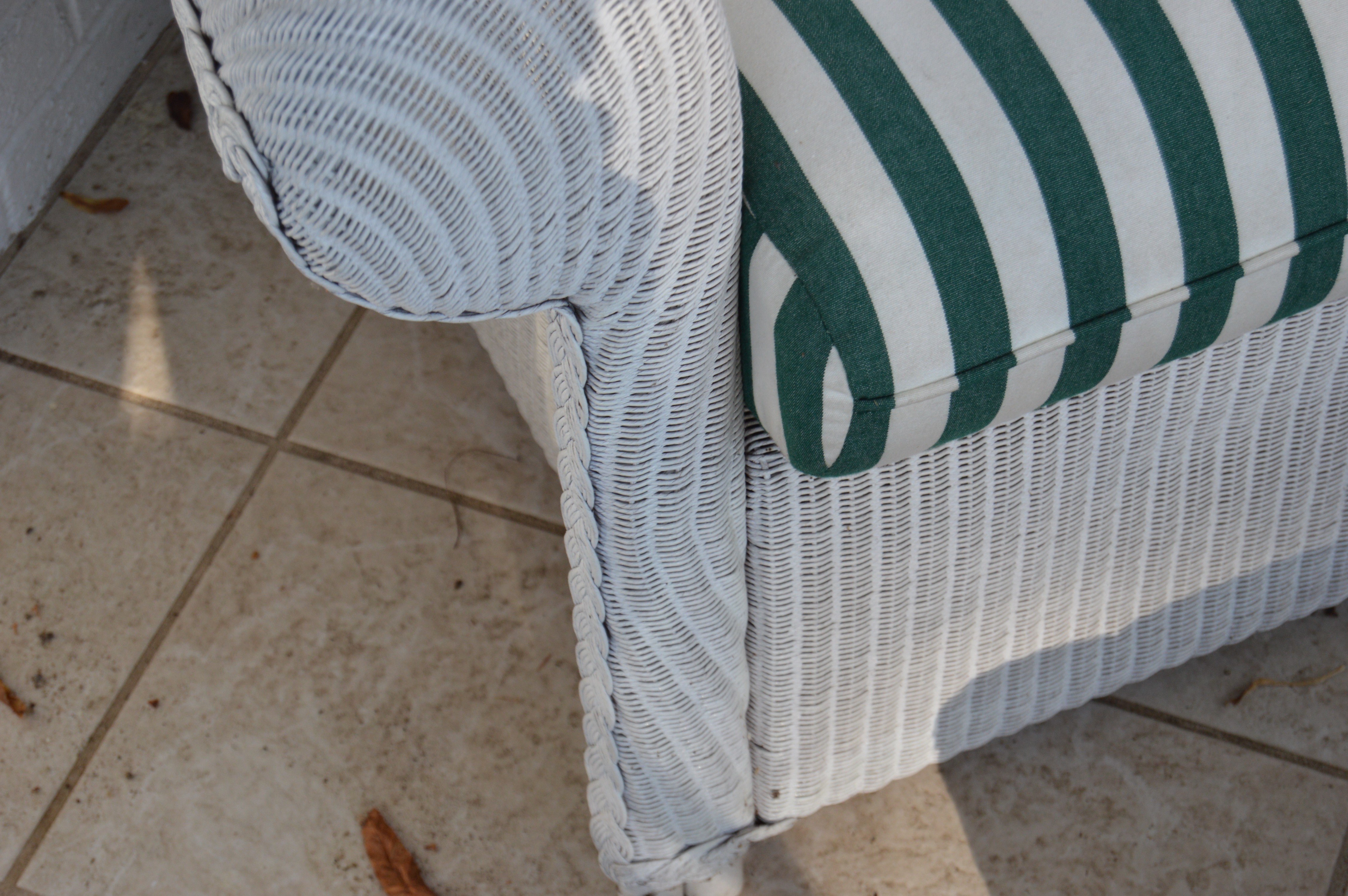 Wicker Patio Chair, Ottoman and Side Table by Lloyd Flanders