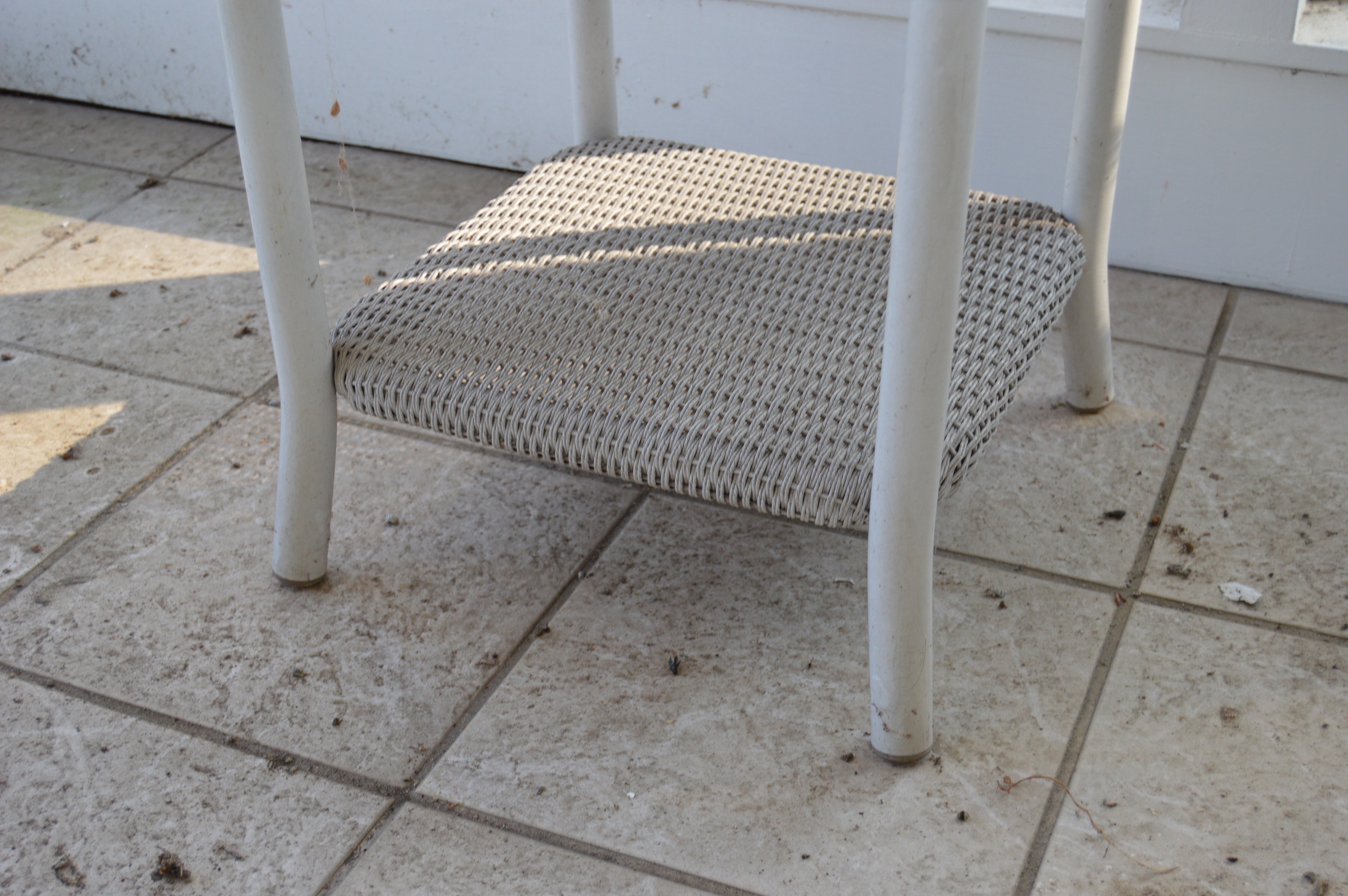 Wicker Patio Chair, Ottoman and Side Table by Lloyd Flanders