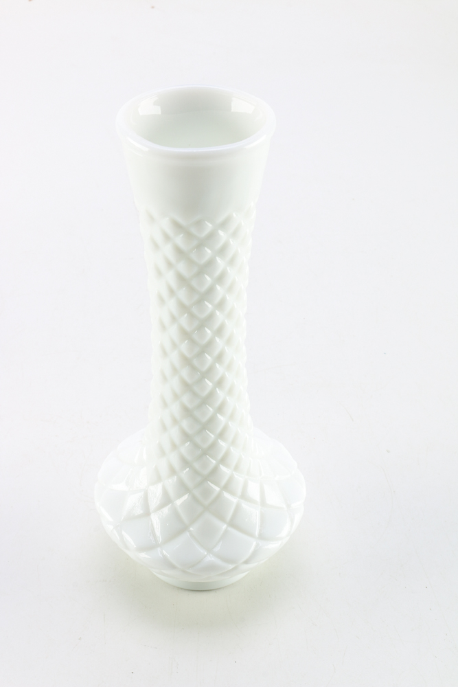 Four Milk Glass Vases and Jars