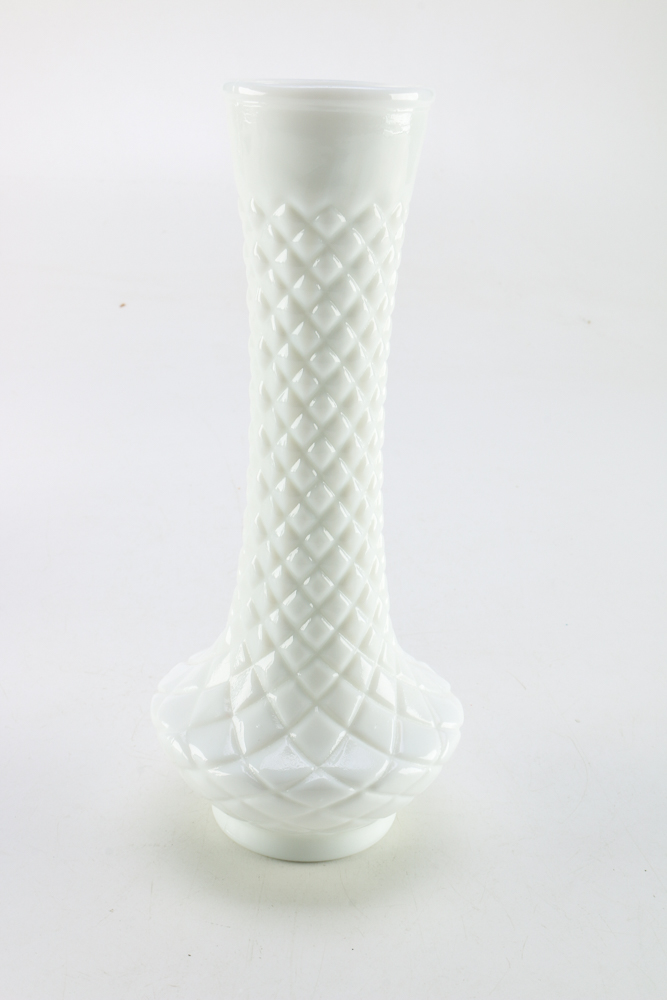 Four Milk Glass Vases and Jars