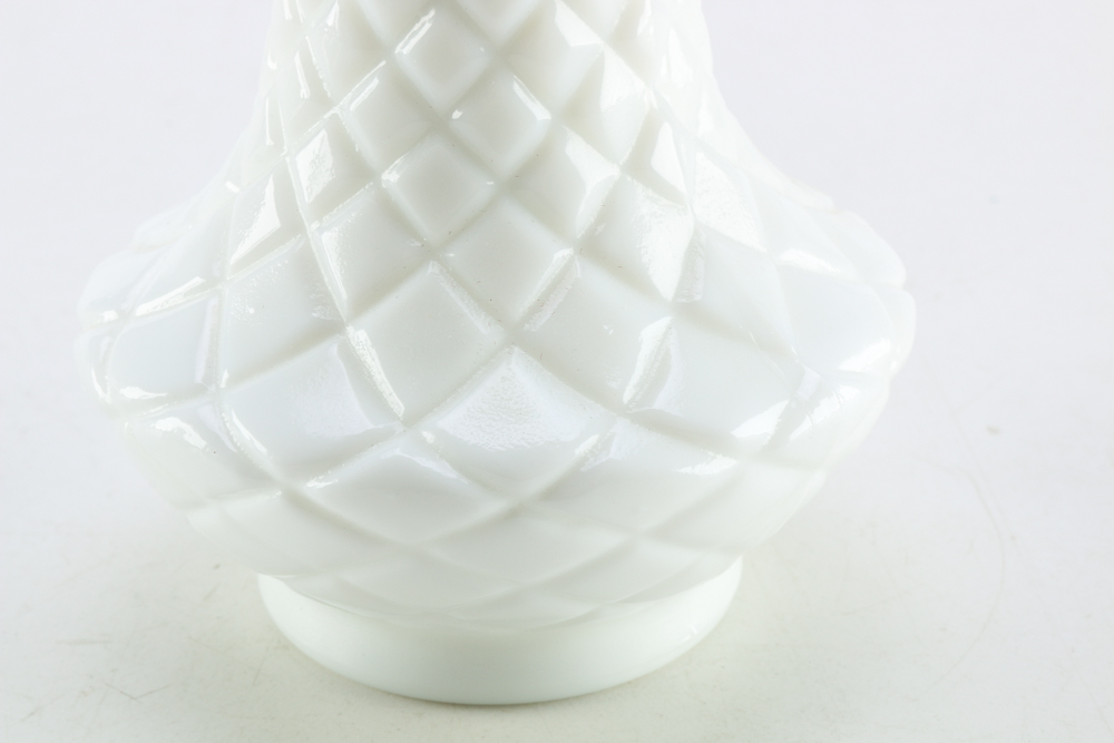 Four Milk Glass Vases and Jars