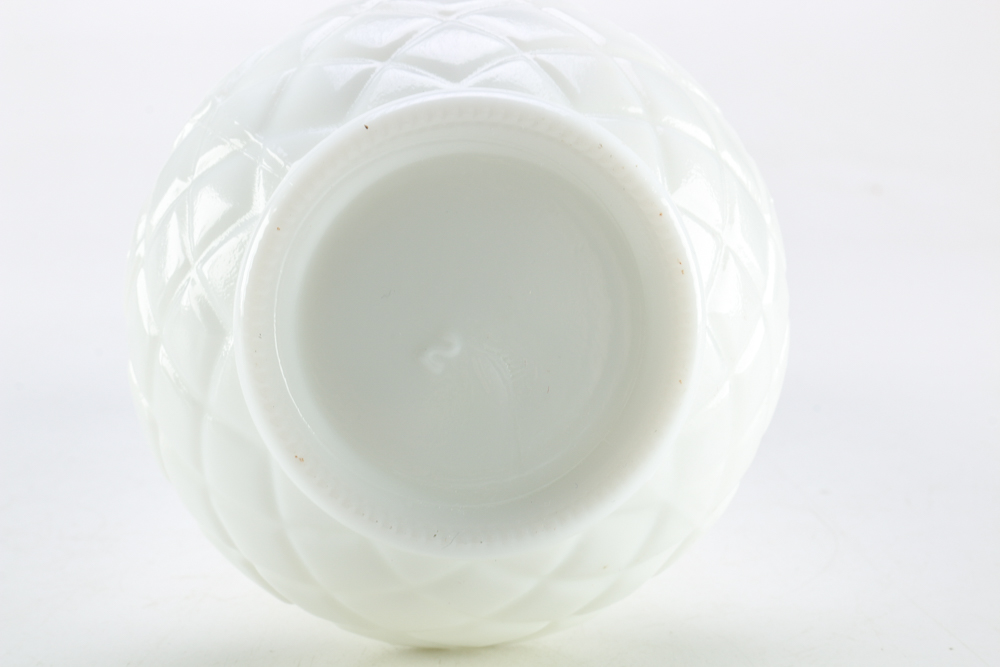 Four Milk Glass Vases and Jars