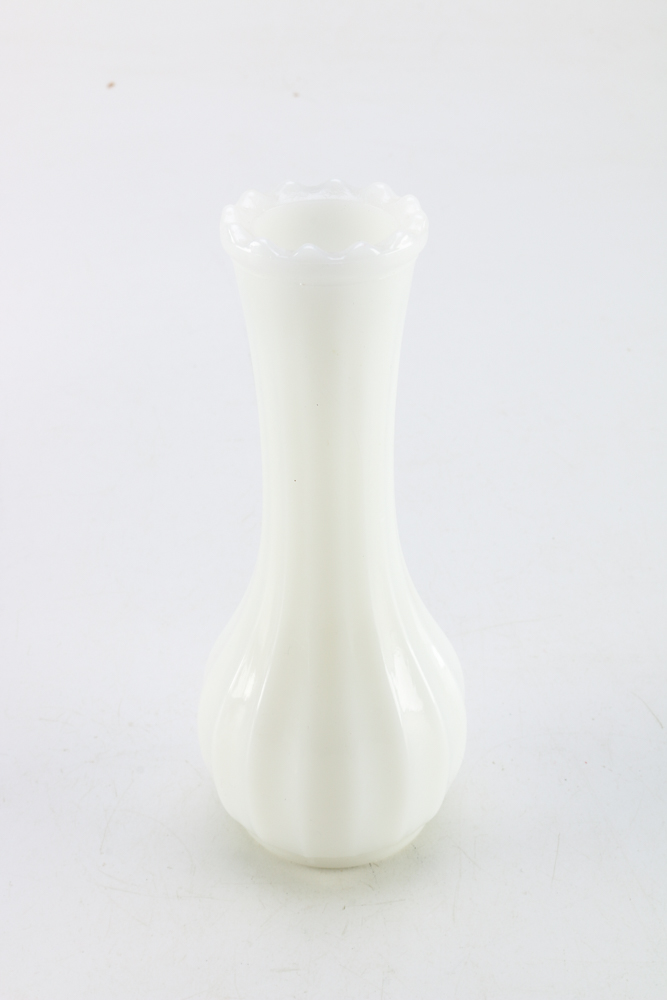 Four Milk Glass Vases and Jars