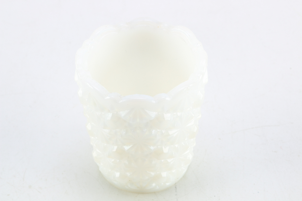 Four Milk Glass Vases and Jars