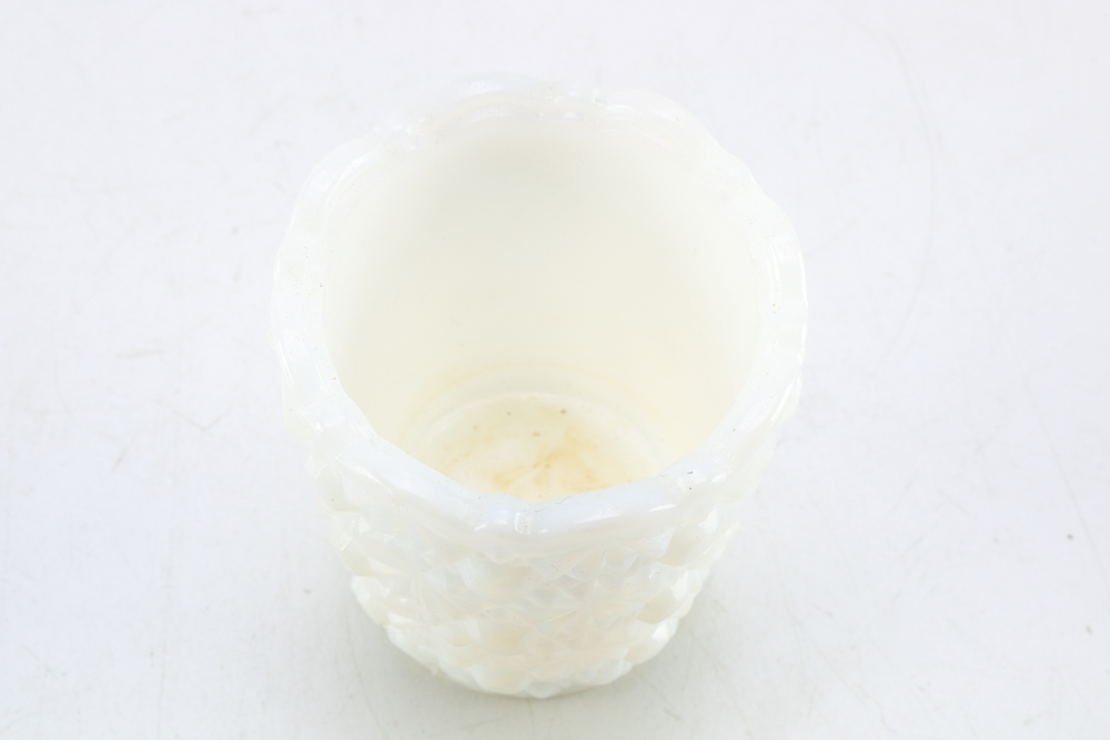 Four Milk Glass Vases and Jars