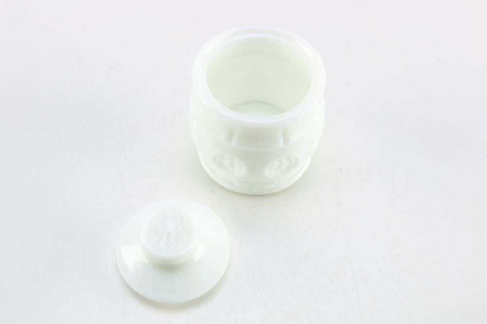 Four Milk Glass Vases and Jars